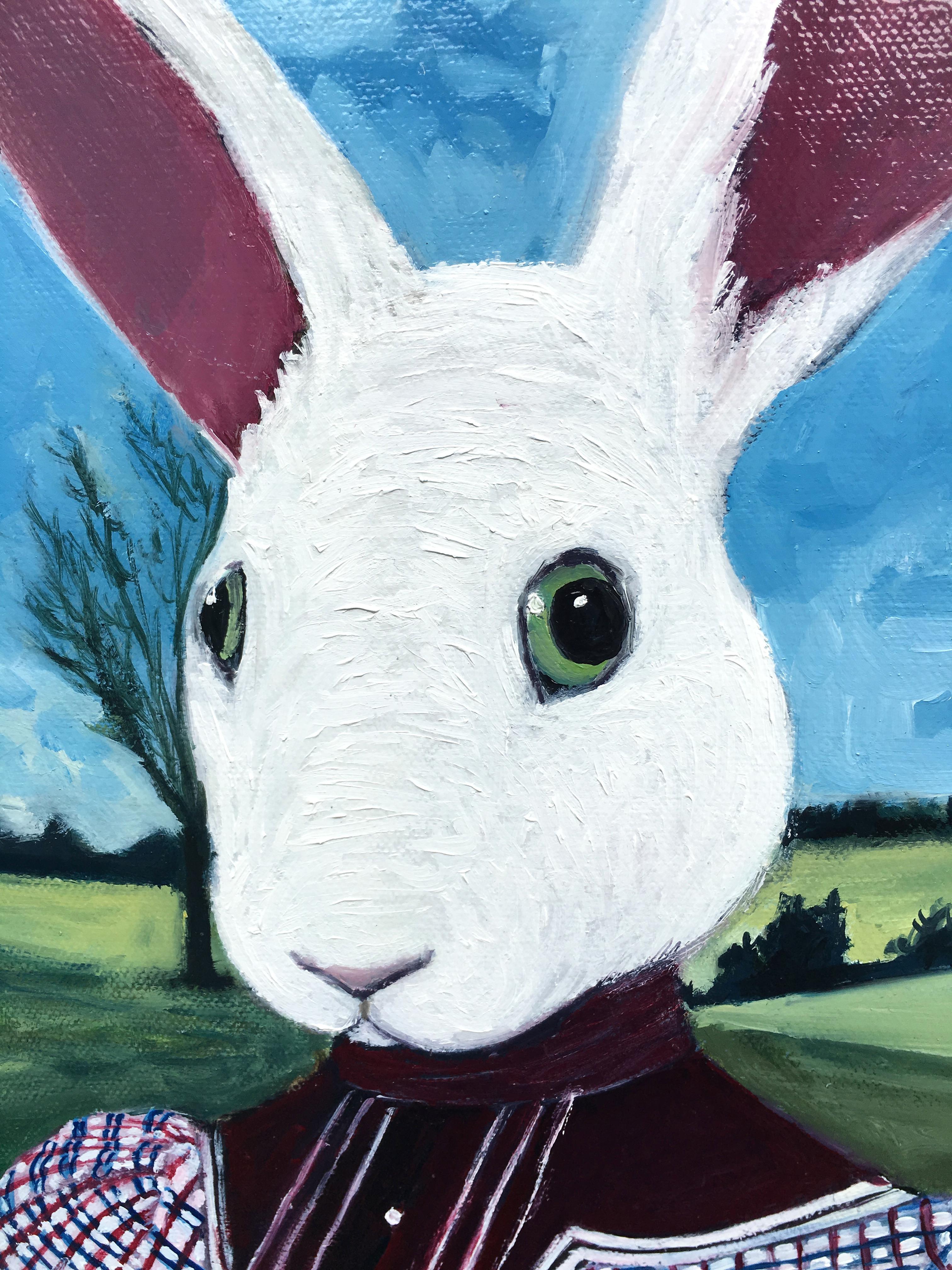 Retrato de la Señora Conejo - Animal Painting Azul de Kat Silver