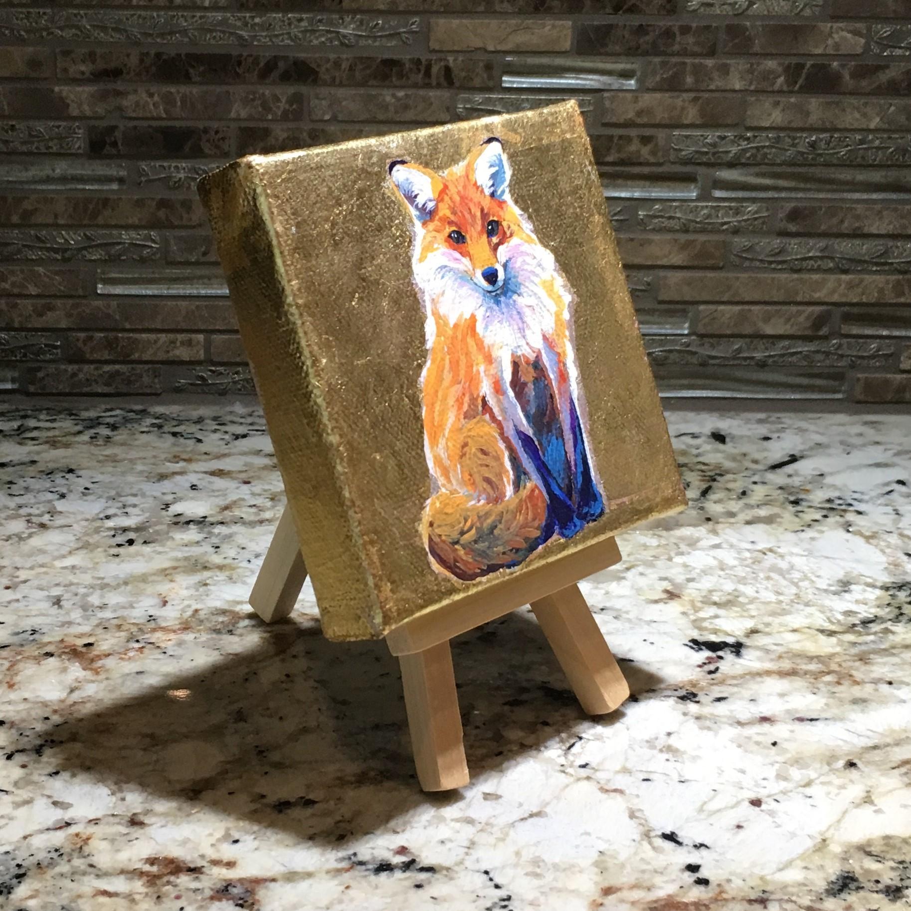 Red Fox Mysterious - Contemporary Mixed Media Art by Pandalana Williams