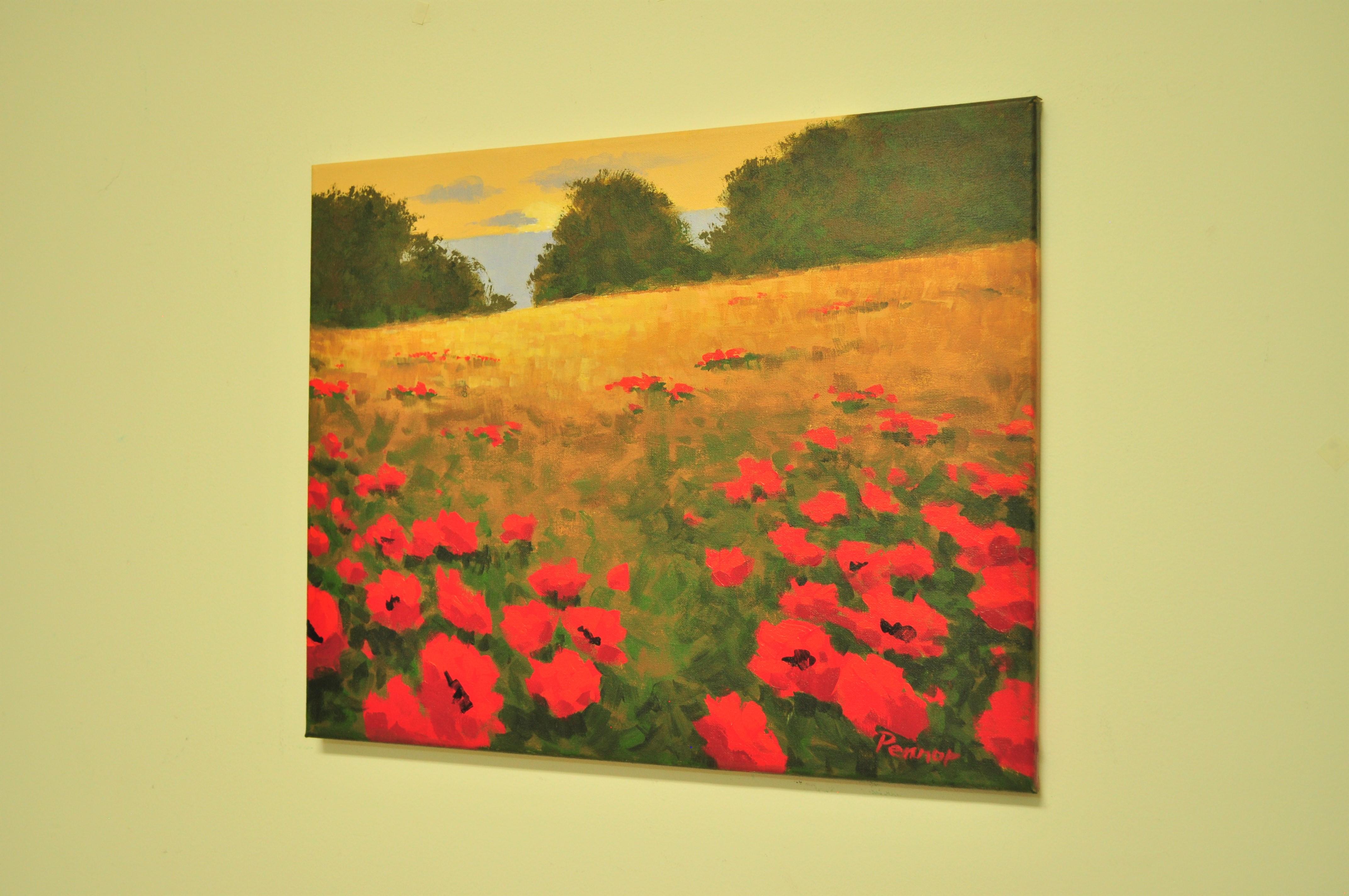 Hillside Poppies - Painting by Robert Pennor