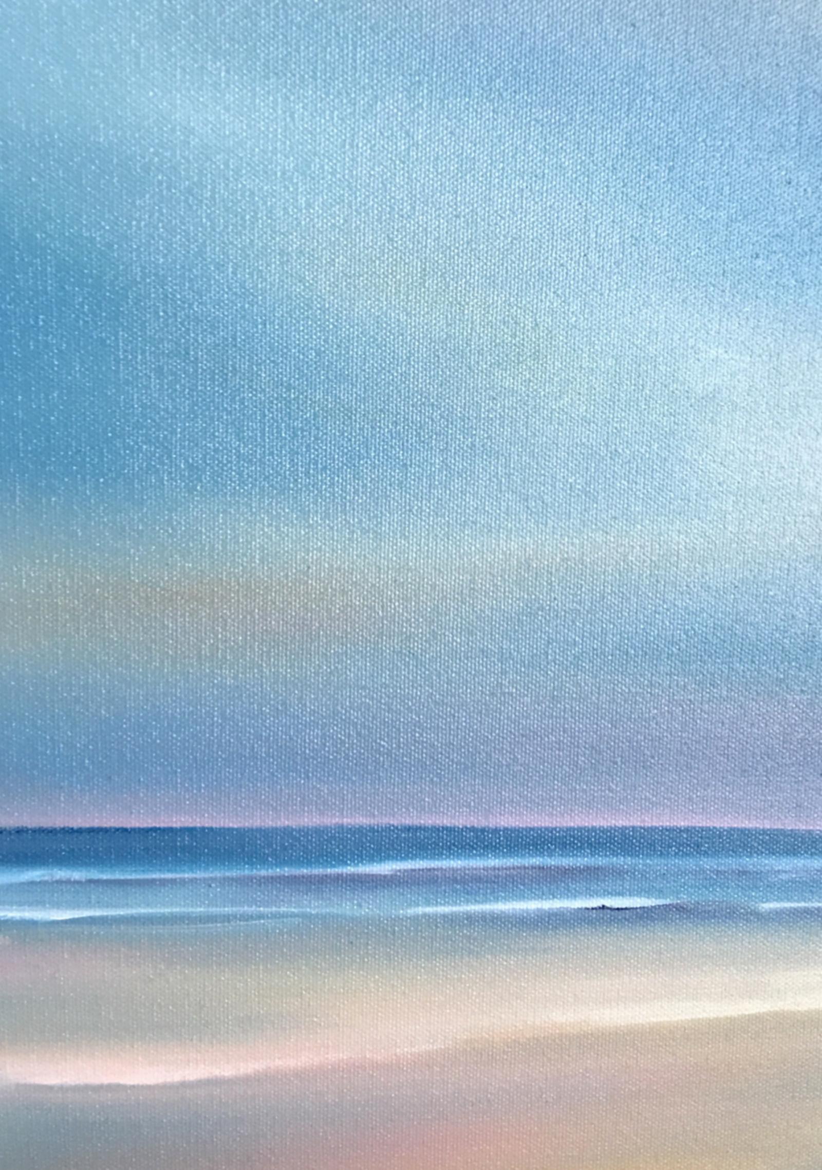 Beach Morning - Gray Landscape Painting by Nancy Hughes Miller