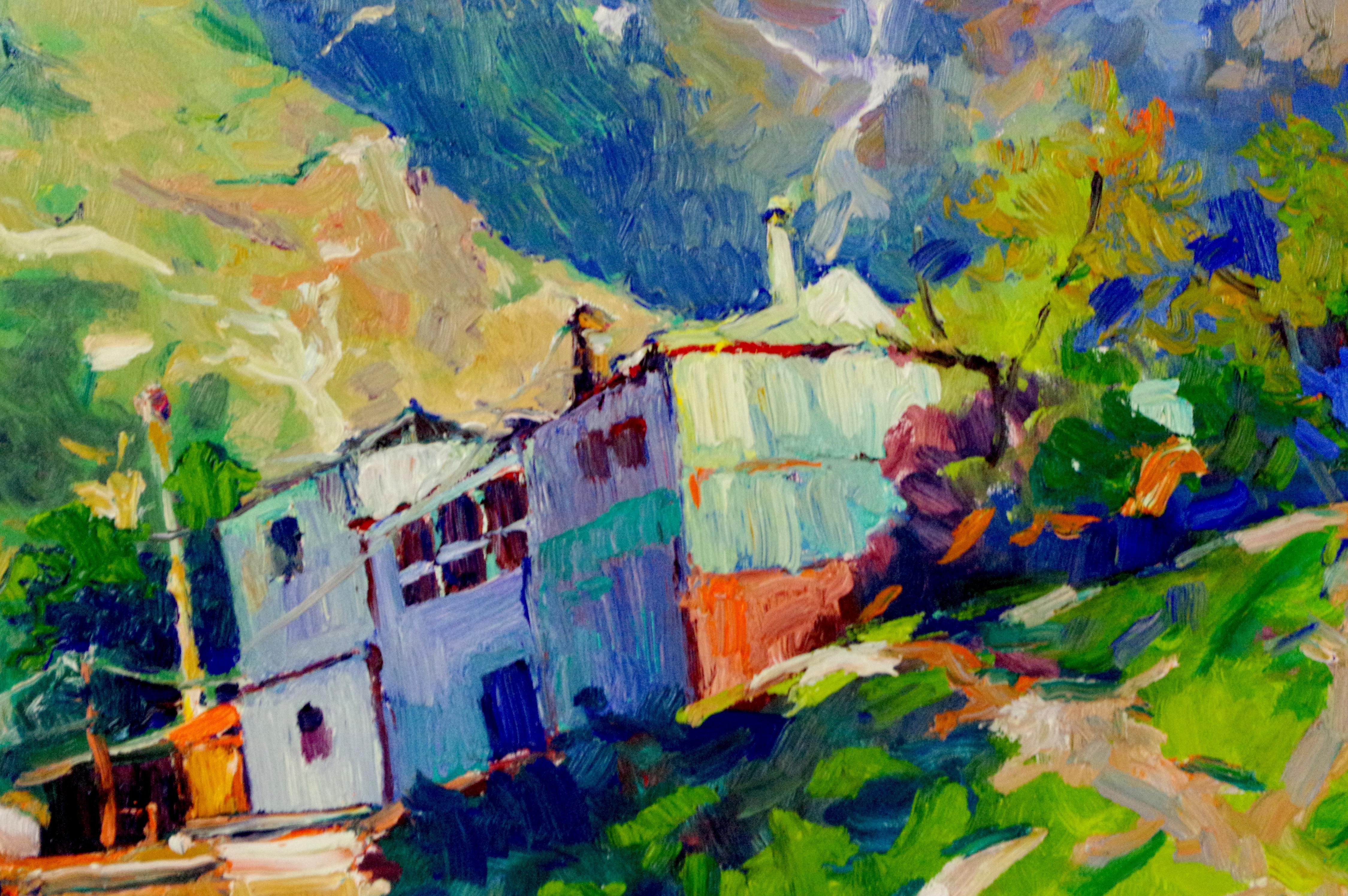 <p>Artist Comments<br />Bright green shades of summer grass in the mountains where the air is fresh and crisp, and the colors are bright. I used thick texture and expressive brushstrokes to indicate the beauty of the landscape.</p><p>About the