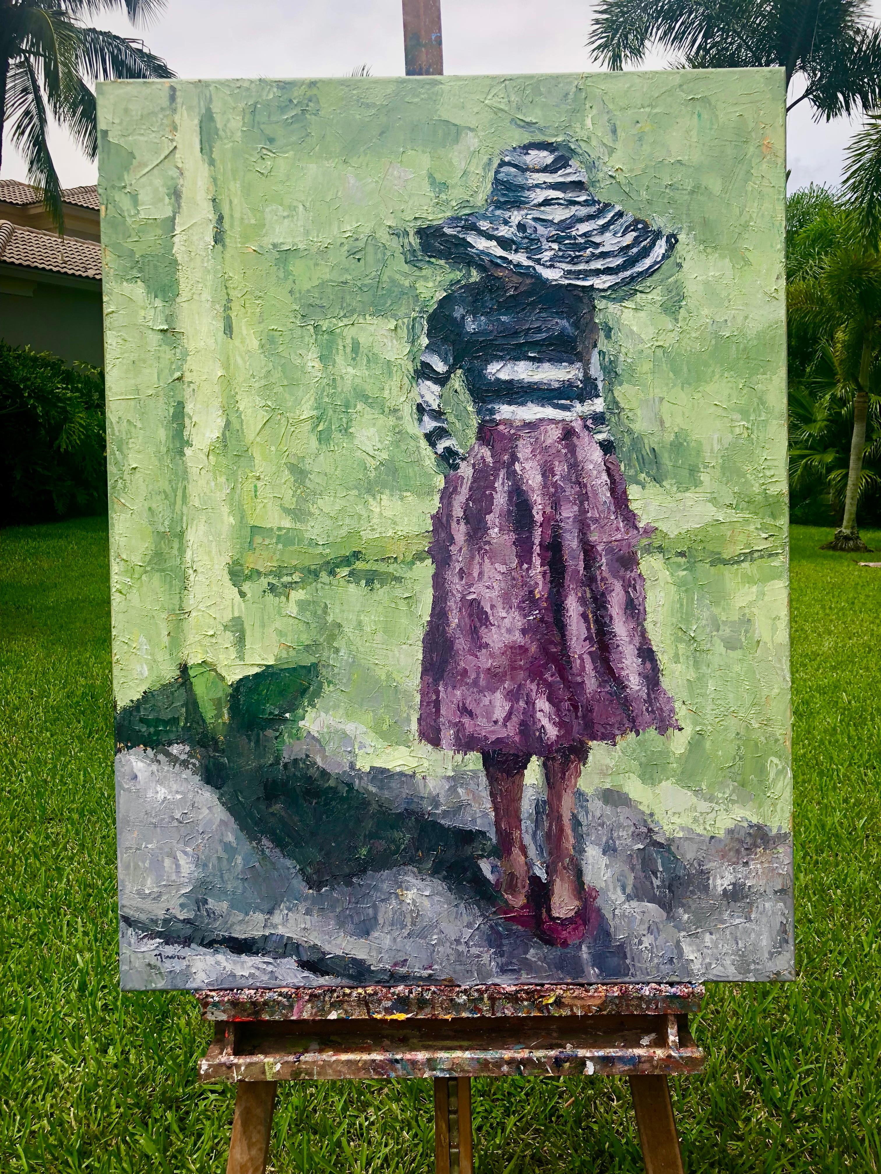 The Striped Hat - Abstract Impressionist Painting by Nava Lundy