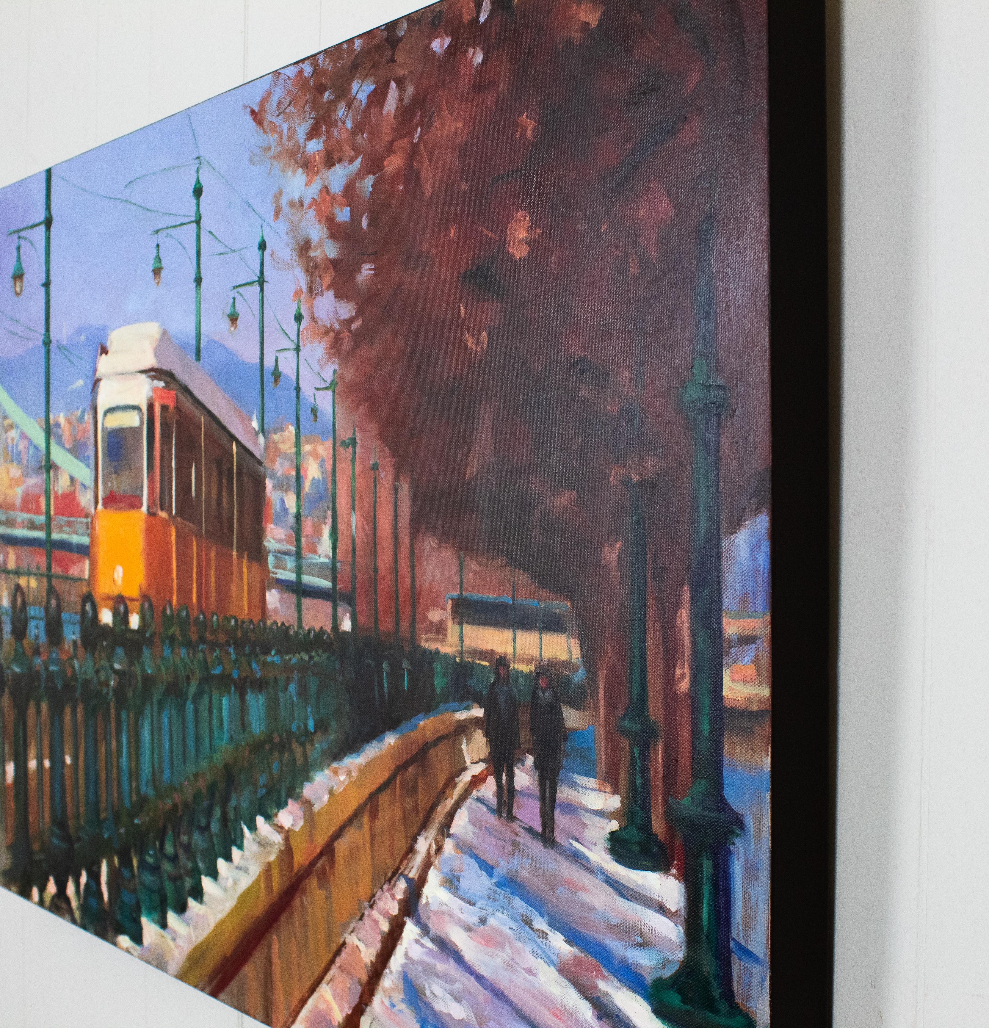 <p>Artist Comments<br />Yellow is a prominent color in Budapest. The streetcars and many of the buildings are yellow, which greatly cheered up the gloomy days, and made the sunny days even brighter. The canvas edges are painted raw umber and the