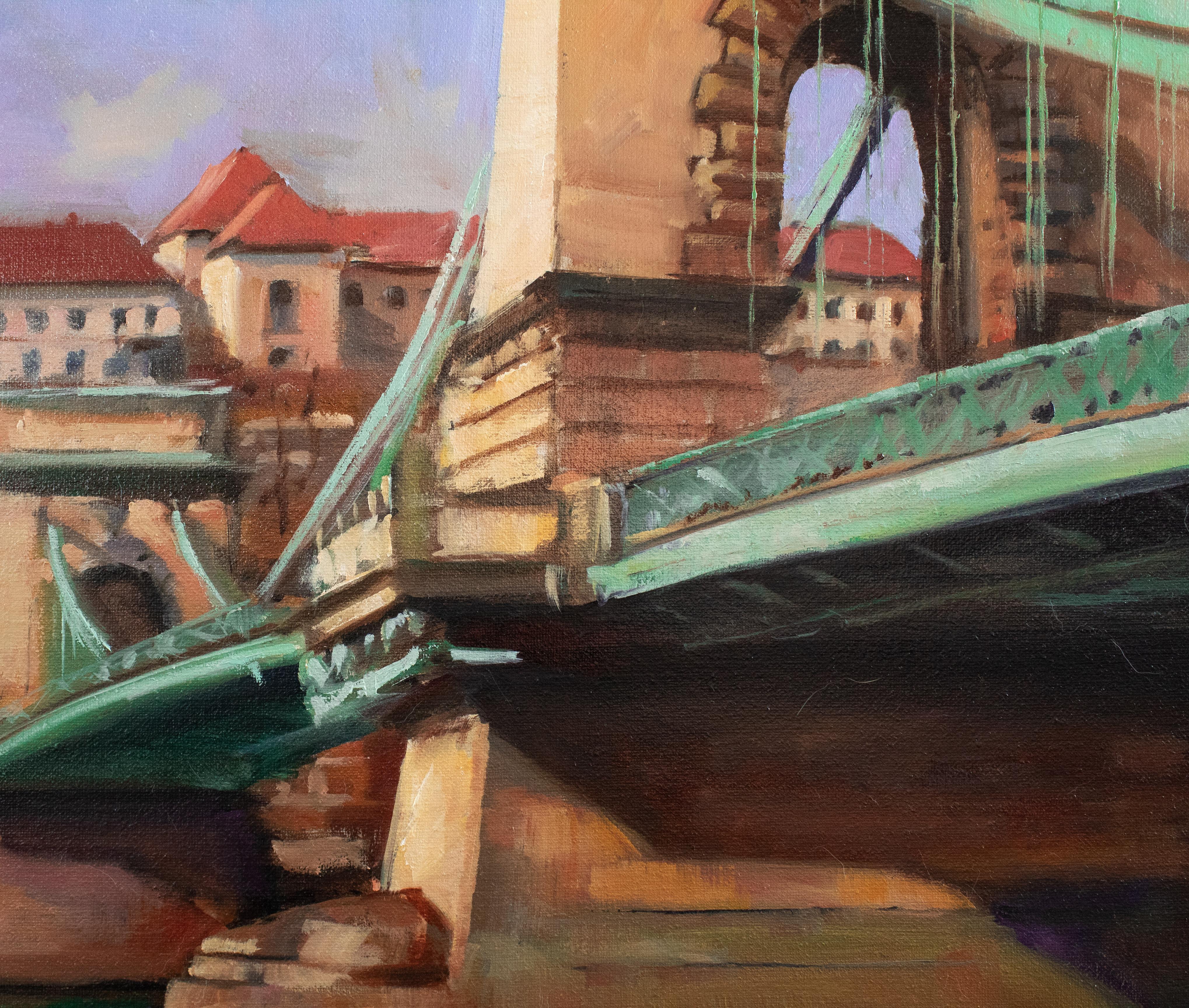Chain Bridge of Budapest II - Painting by Jonelle Summerfield