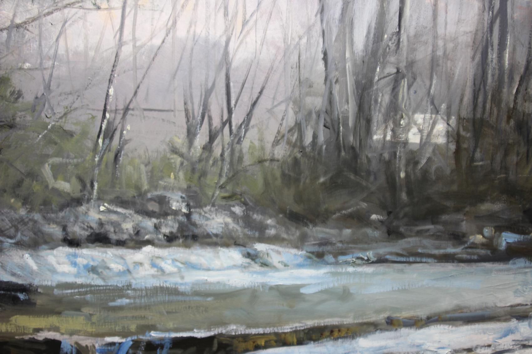 <p>Artist Comments<br>I have several reference photographs which help me remember, for example, how water looks as it falls over long wide rock shelves.  It is a tremendous help to work through the modeling of passages.  Photography though must be