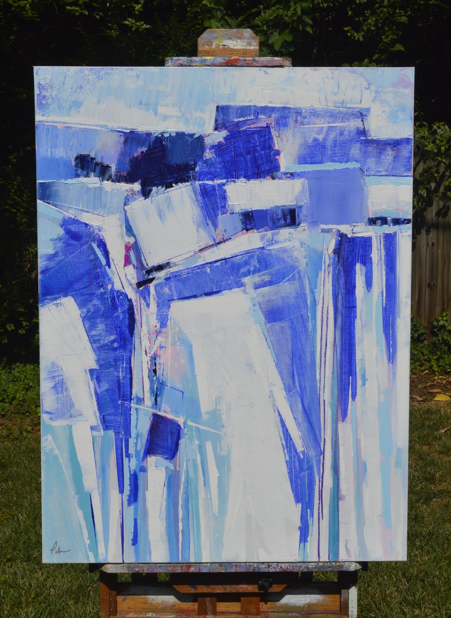 Bleu abstrait - Abstrait Painting par Patrick O'Boyle