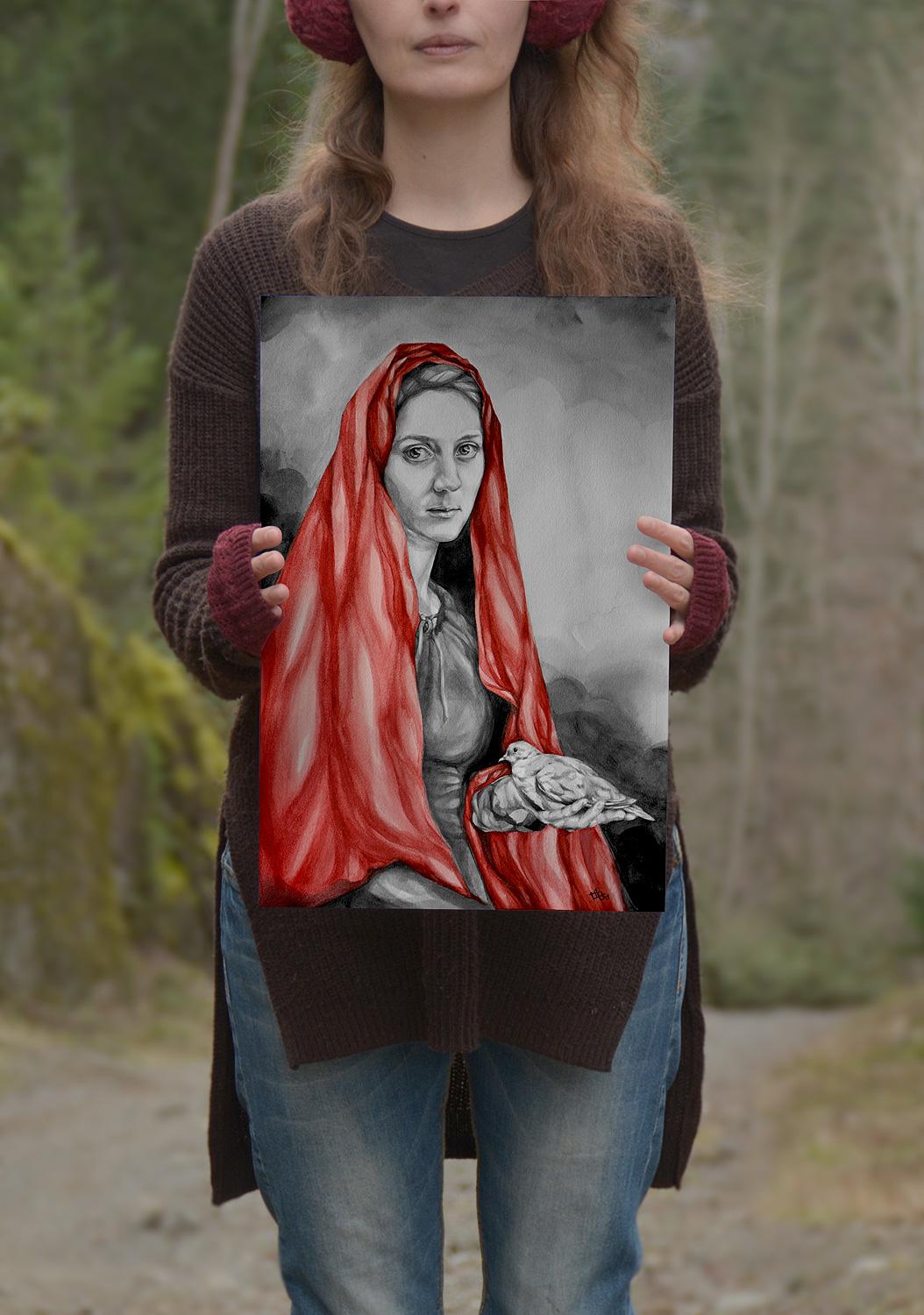 Mary With a Dove - American Realist Art by Suzanna Orlova