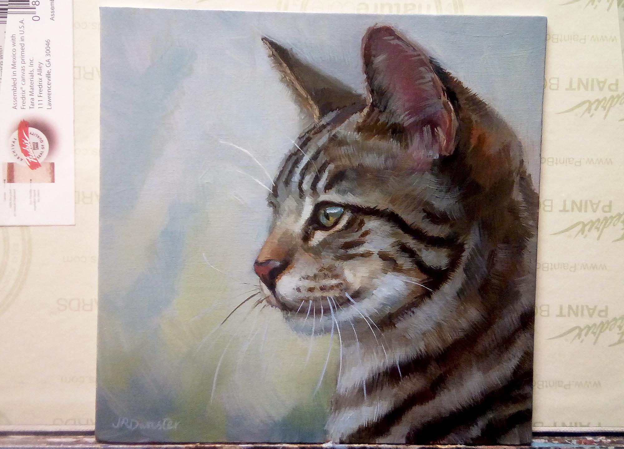 <p>Commenti dell'artista<br>Non ho potuto resistere a dipingere questo splendido giovane gatto soriano. Gli occhi chiari e belli e la posa vigile, così come gli interessanti cambiamenti di temperatura del colore (colori caldi e freddi) nella