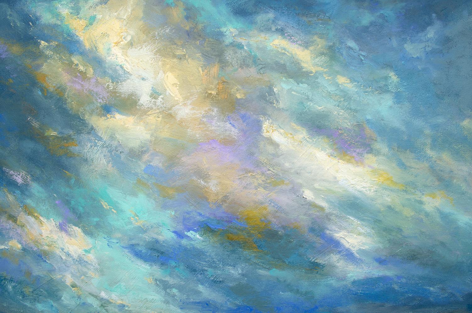 Coastal Clouds 35 - Blue Landscape Painting by Sheila Finch
