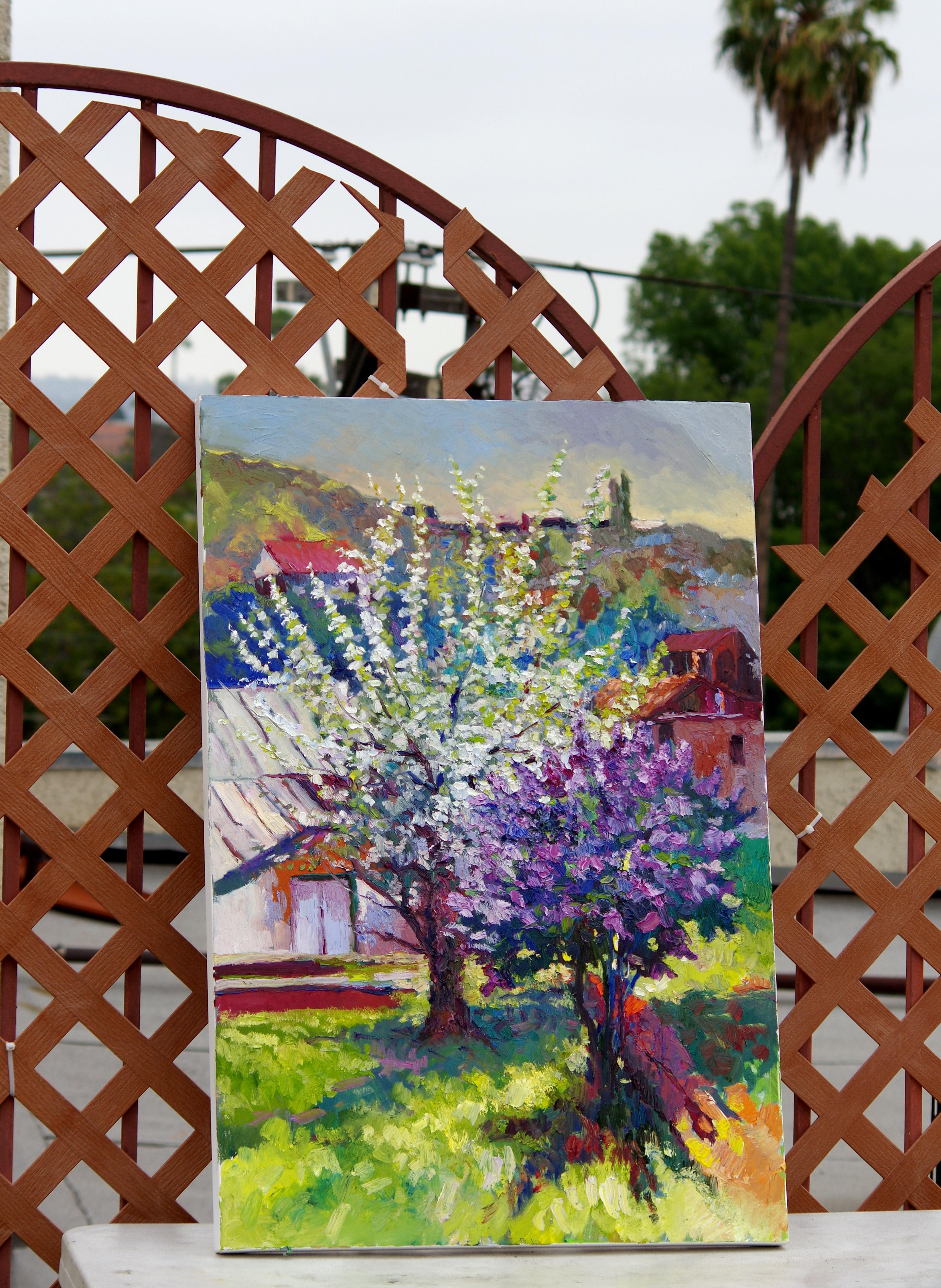 <p>Artist Comments<br />Beautiful spring blossom in a rural area. Lilac and apple trees are highlighted under the light of the spring sun. I used thick texture and expressive brushstrokes to indicate the dynamic life of nature.</p><p>About the