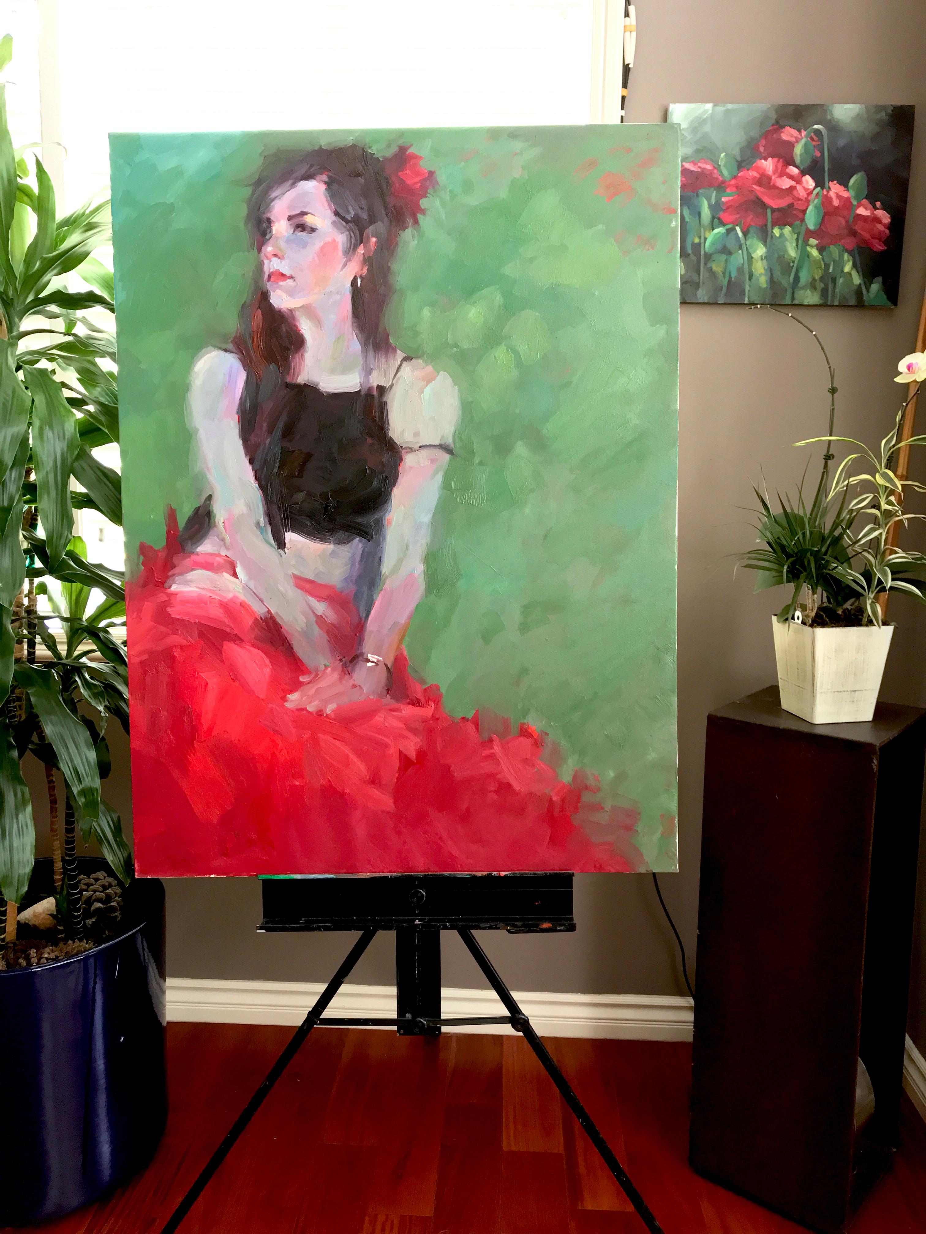Red Skirt - Abstract Impressionist Art by Brian Zheng