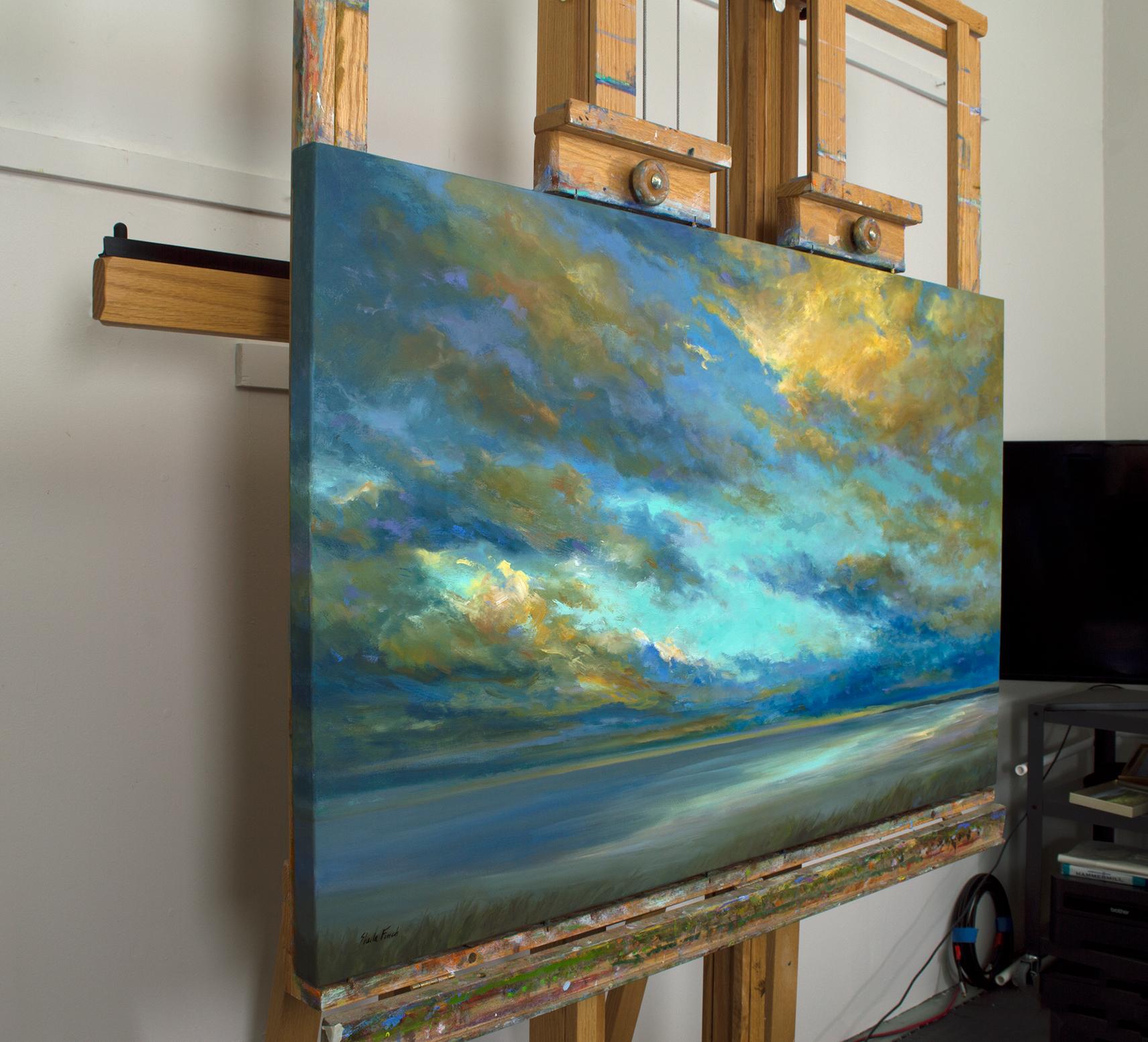 <p>Artist Comments<br />I created this painting from a dramatic sky in April here on the Pacific Coast.  A series of brief storms were moving along the coast late in the afternoon, creating little magical moments of extraordinary beauty and drama