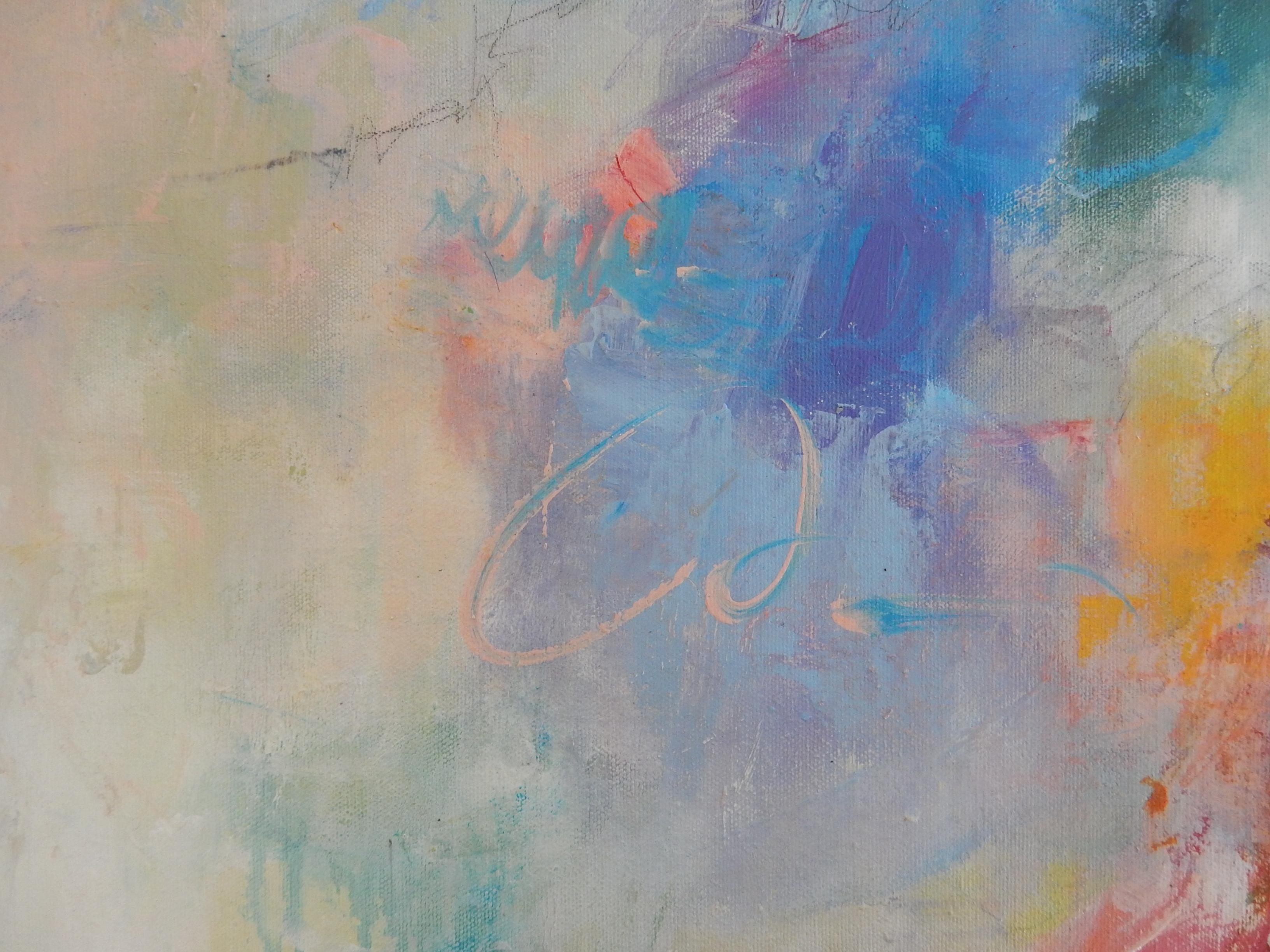 Morning Reflections - Gray Abstract Painting by Hilma Koelman
