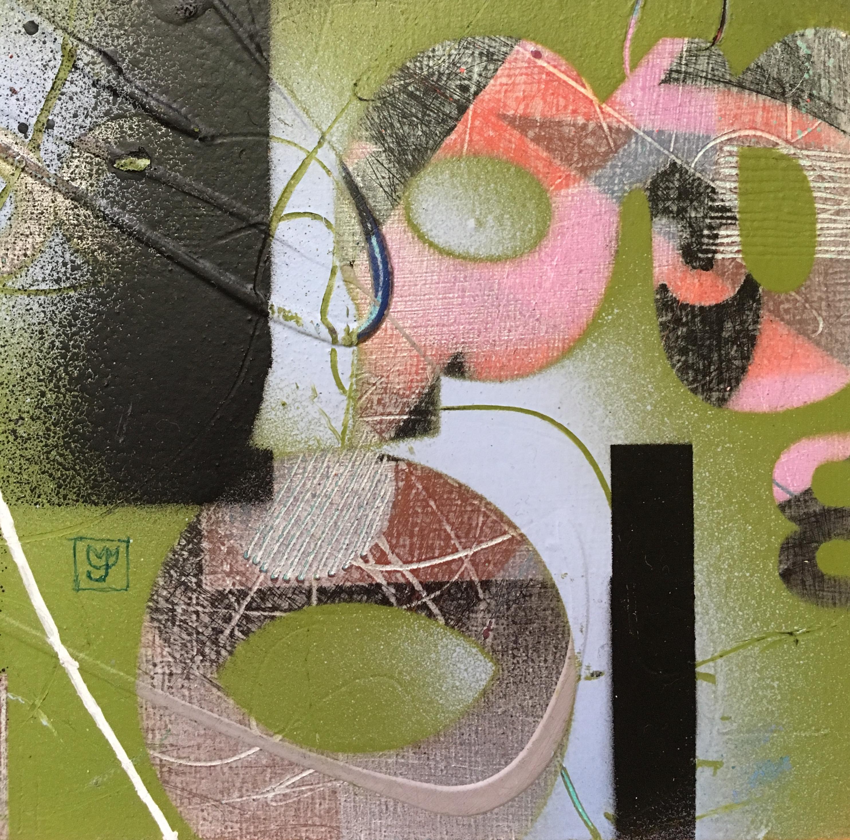 La primavera è arrivata - Abstract Painting Grigio di Janine Etherington