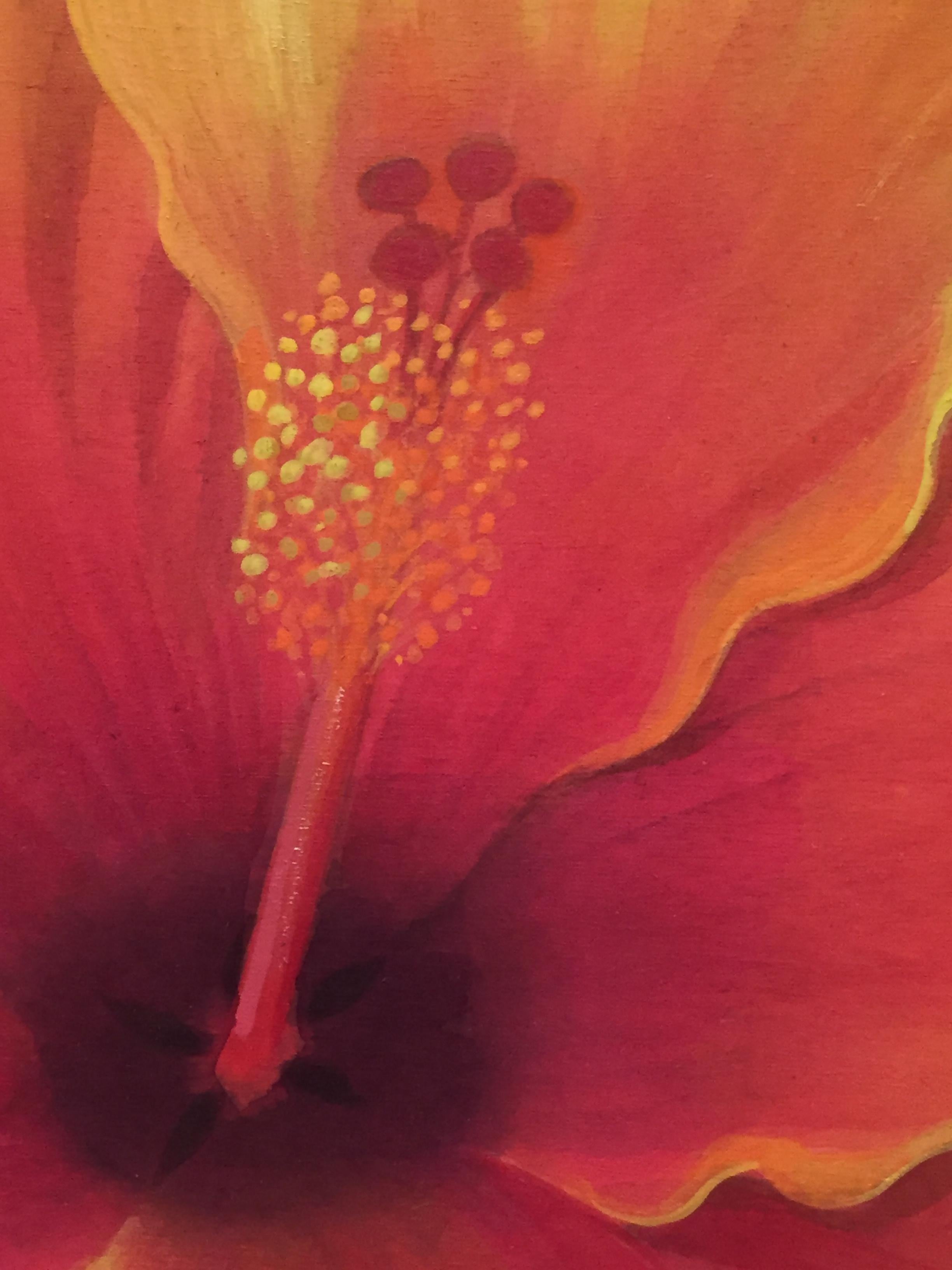 Hibiscus Landscape - Brown Still-Life Painting by Johnny Karwan