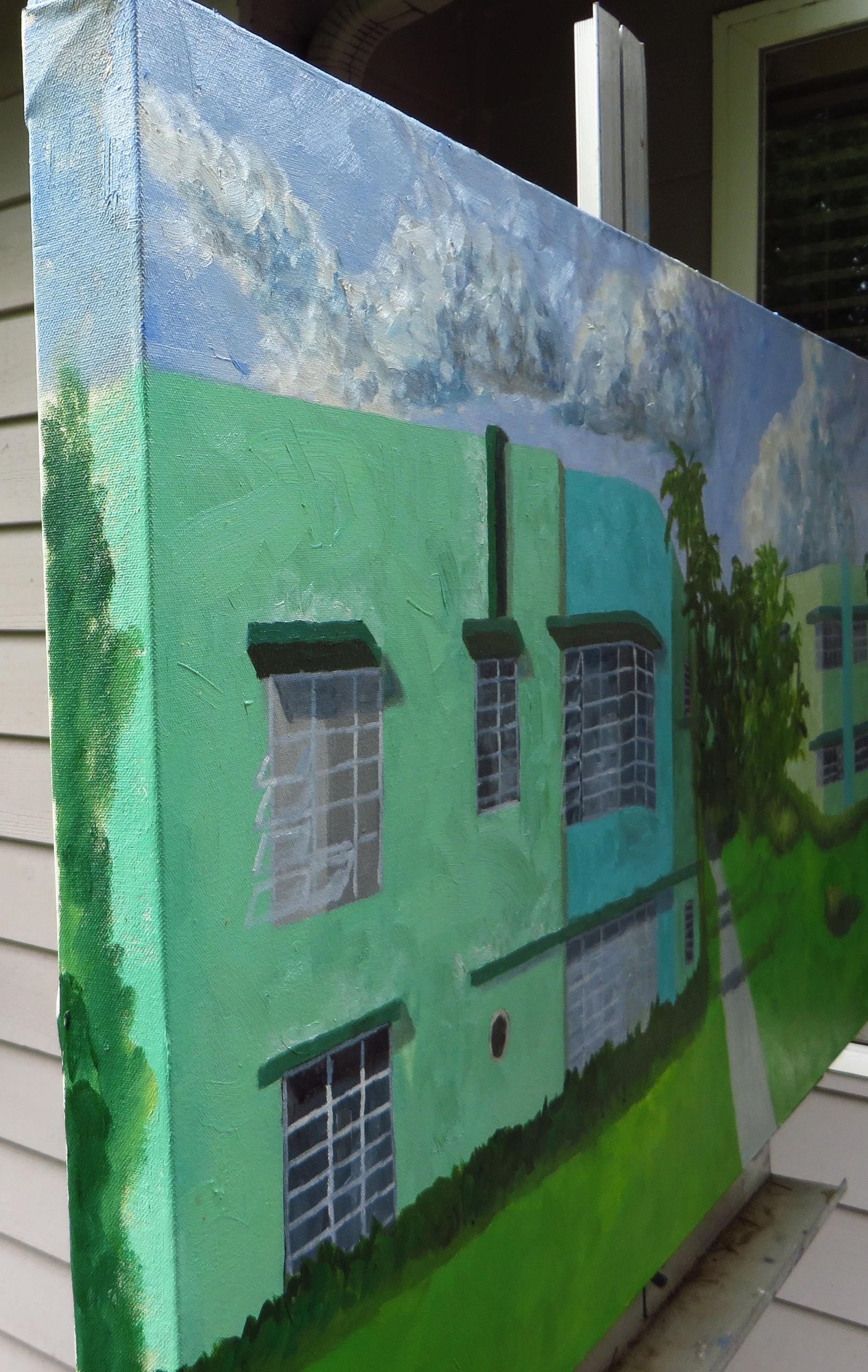 Green Apartments - Painting by Mitchell Freifeld