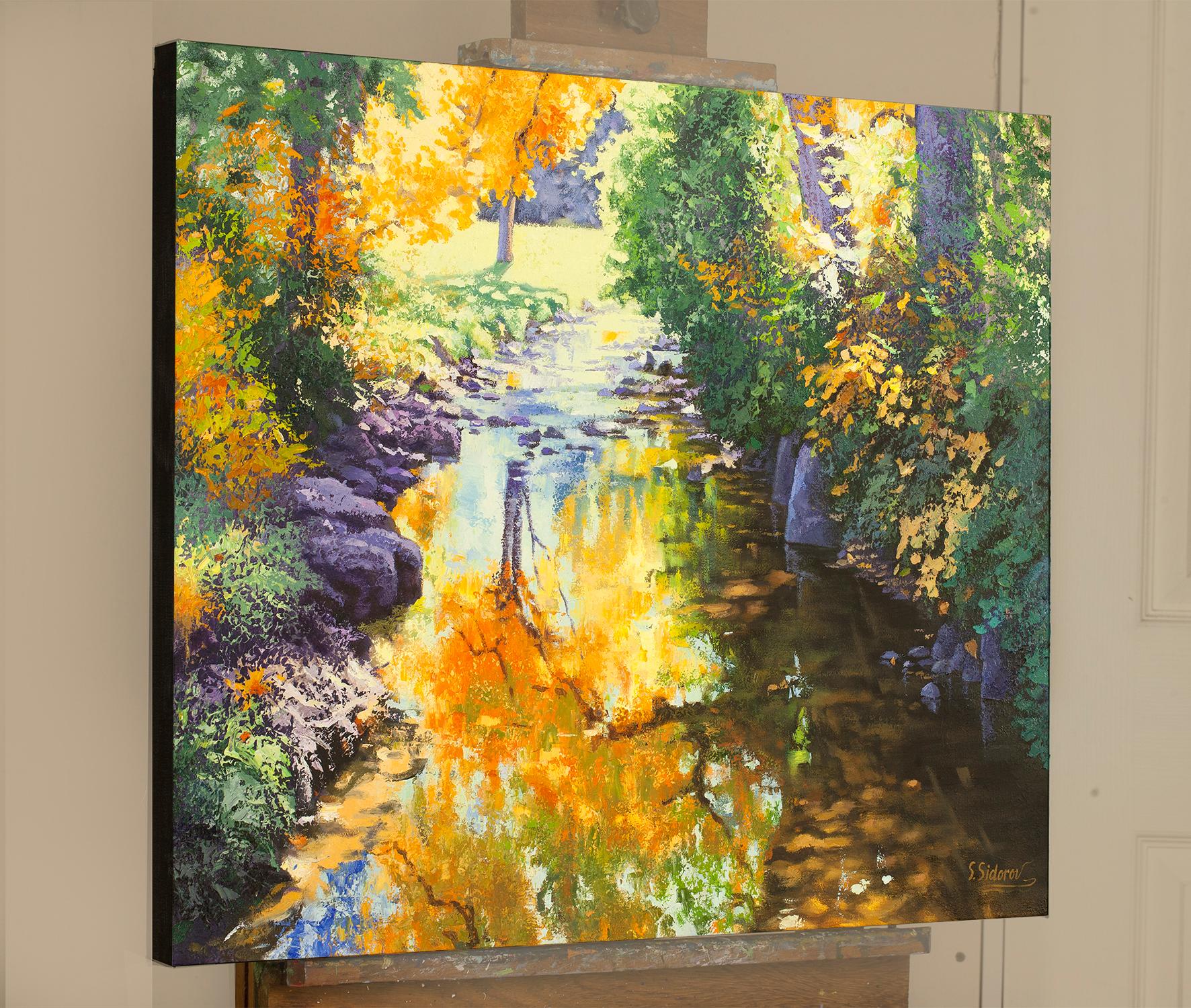 Fall Creek  - Abstract Impressionist Painting by Stanislav Sidorov