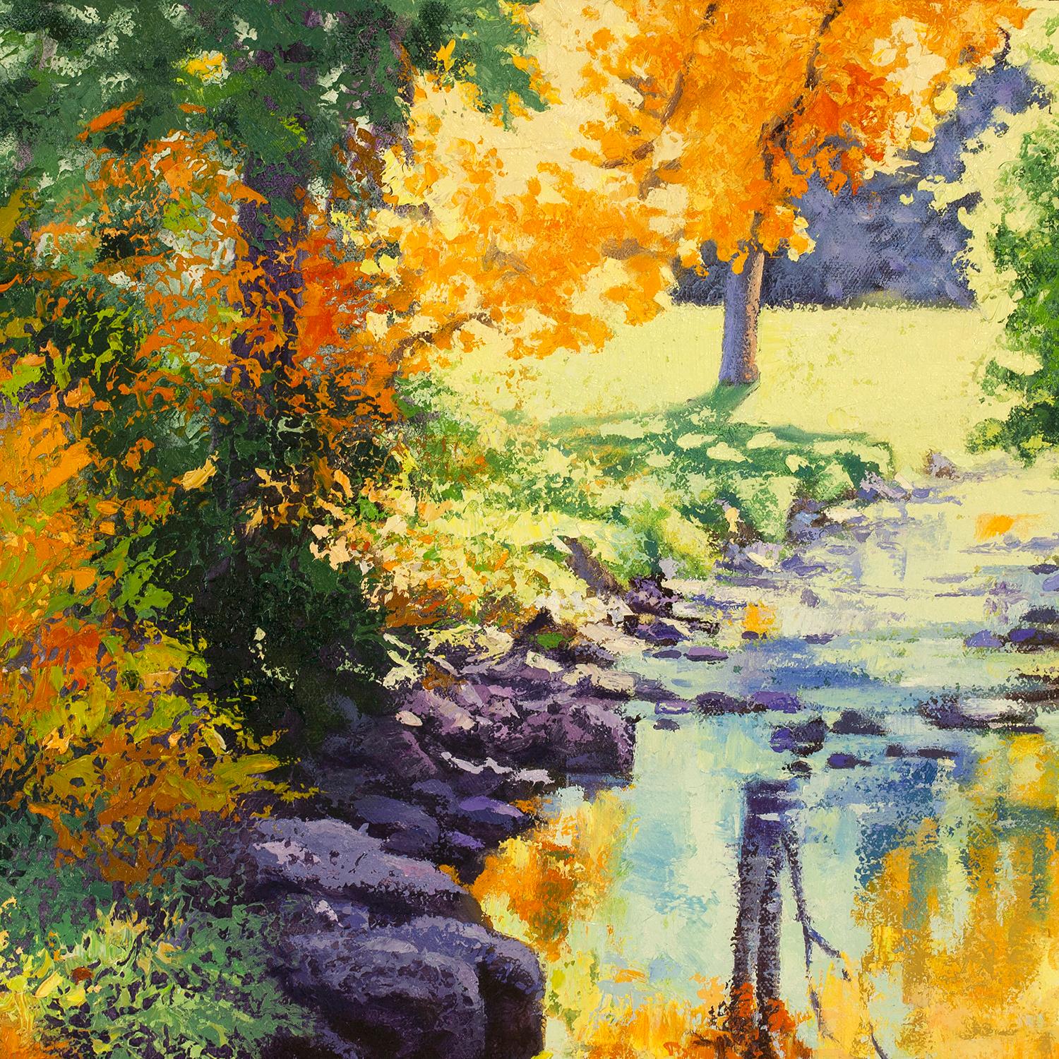 Fall Creek  - Brown Landscape Painting by Stanislav Sidorov