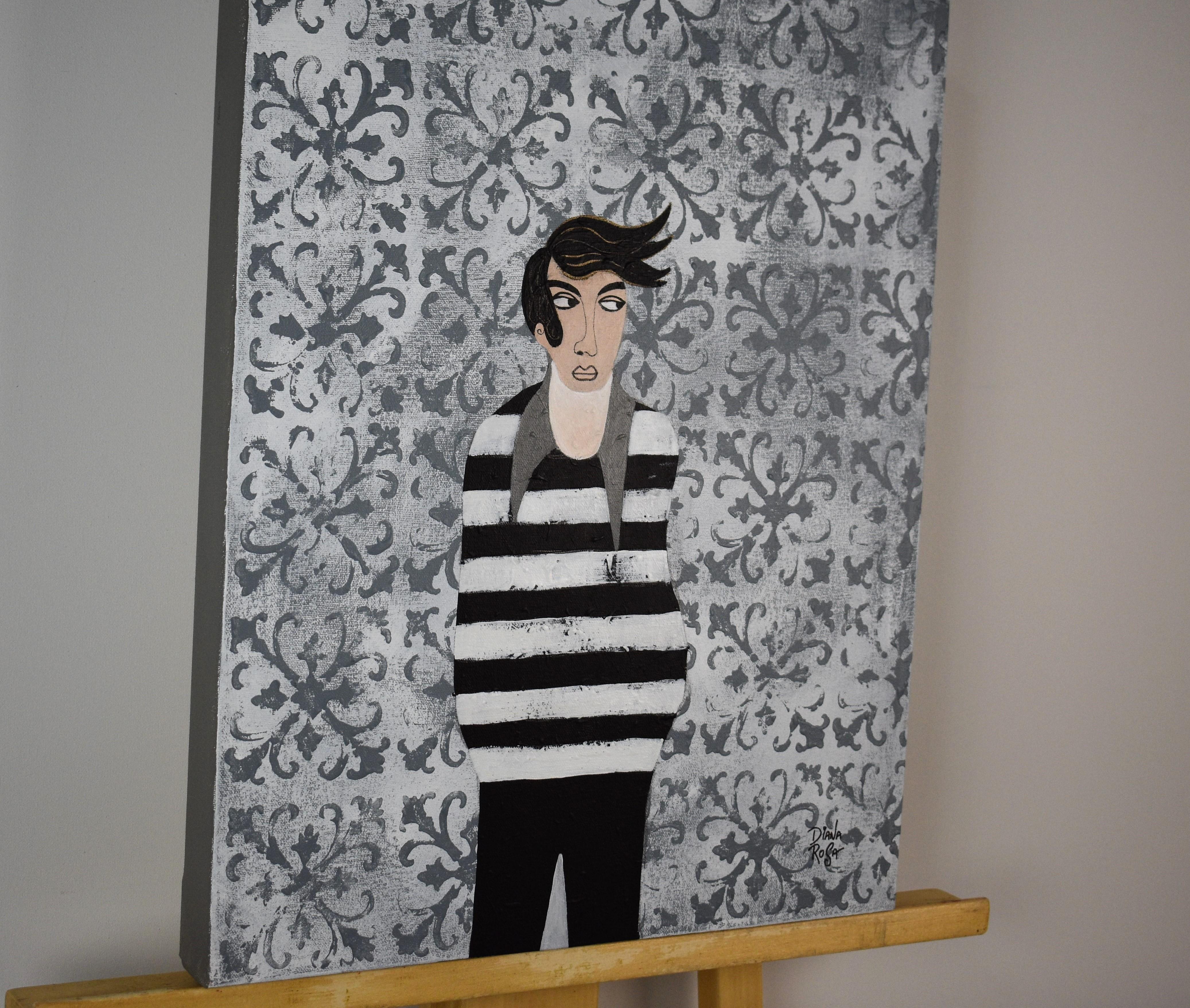 Stripe Man - Painting by Diana Rosa