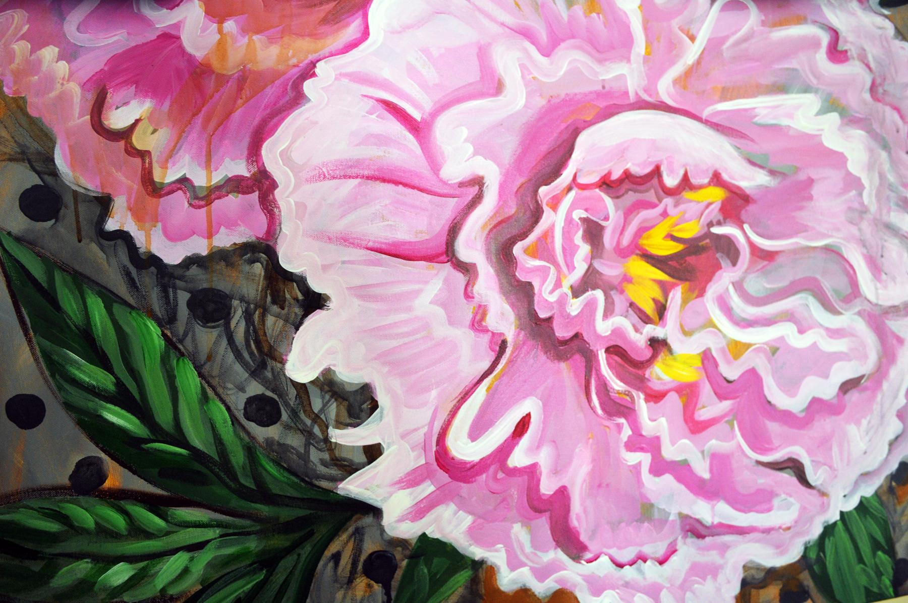 painting peonies in acrylic