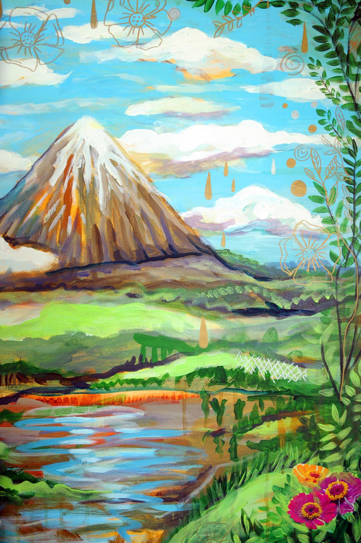 <p>Artist Comments<br />I wanted to capture the feeling you get when you look out onto a breathtaking view. That moment when everything is bursting with life and vibrancy and you feel connected to the Earth. I also enjoy the reflection of the