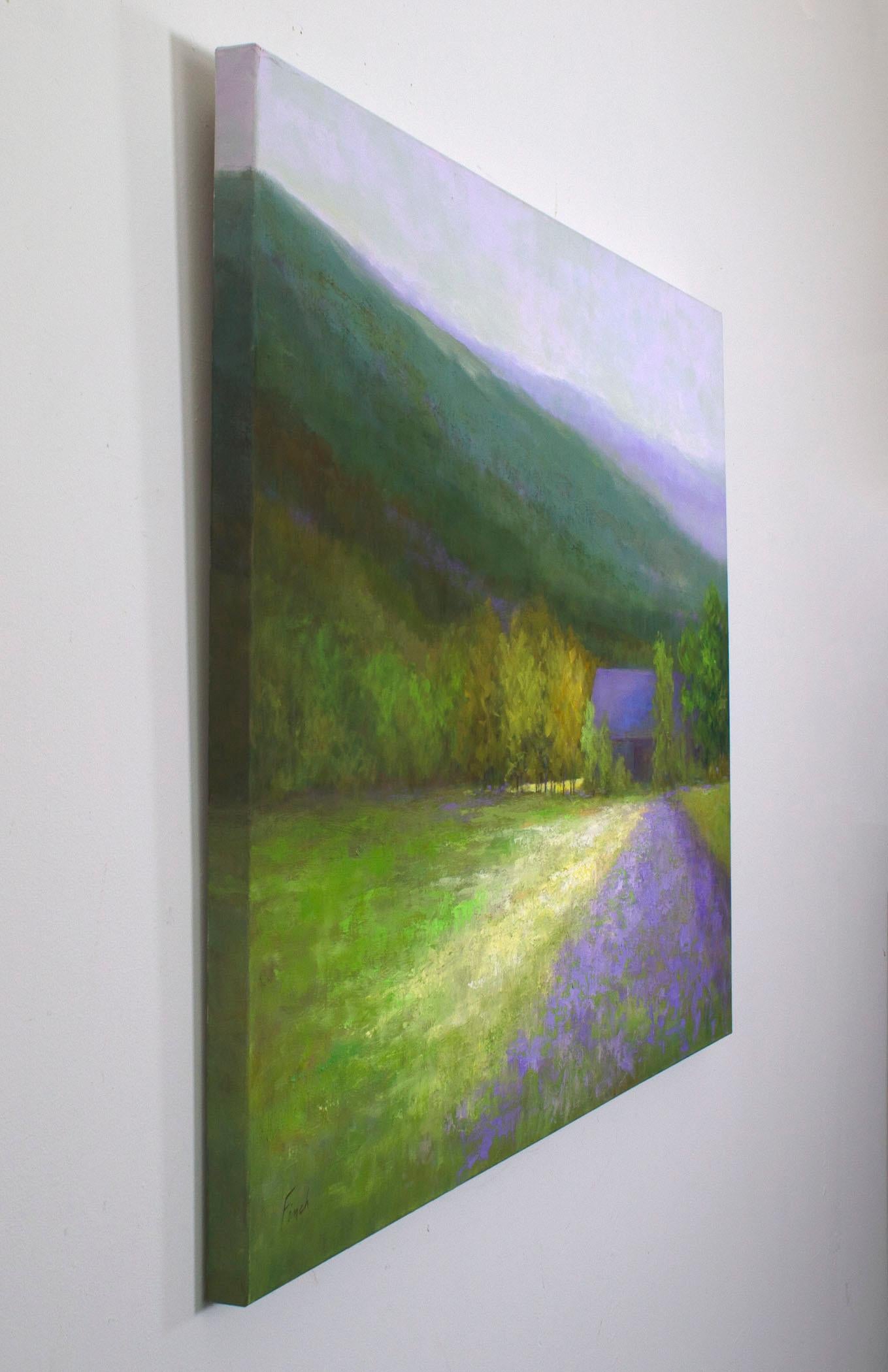 Purple Barn - Half Moon Bay - Painting by Sheila Finch