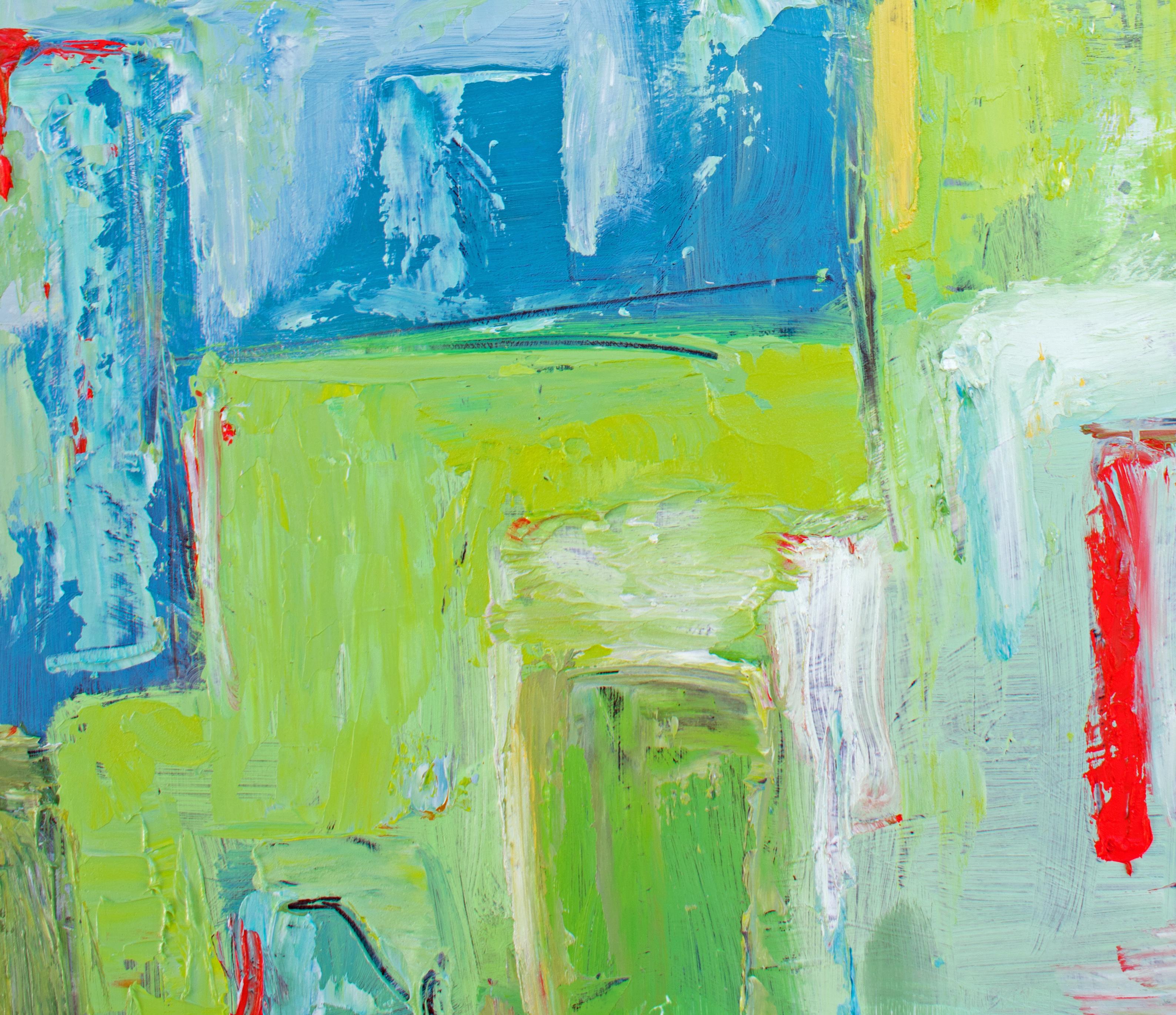 Windows - Green Abstract Painting by Sharon Sieben