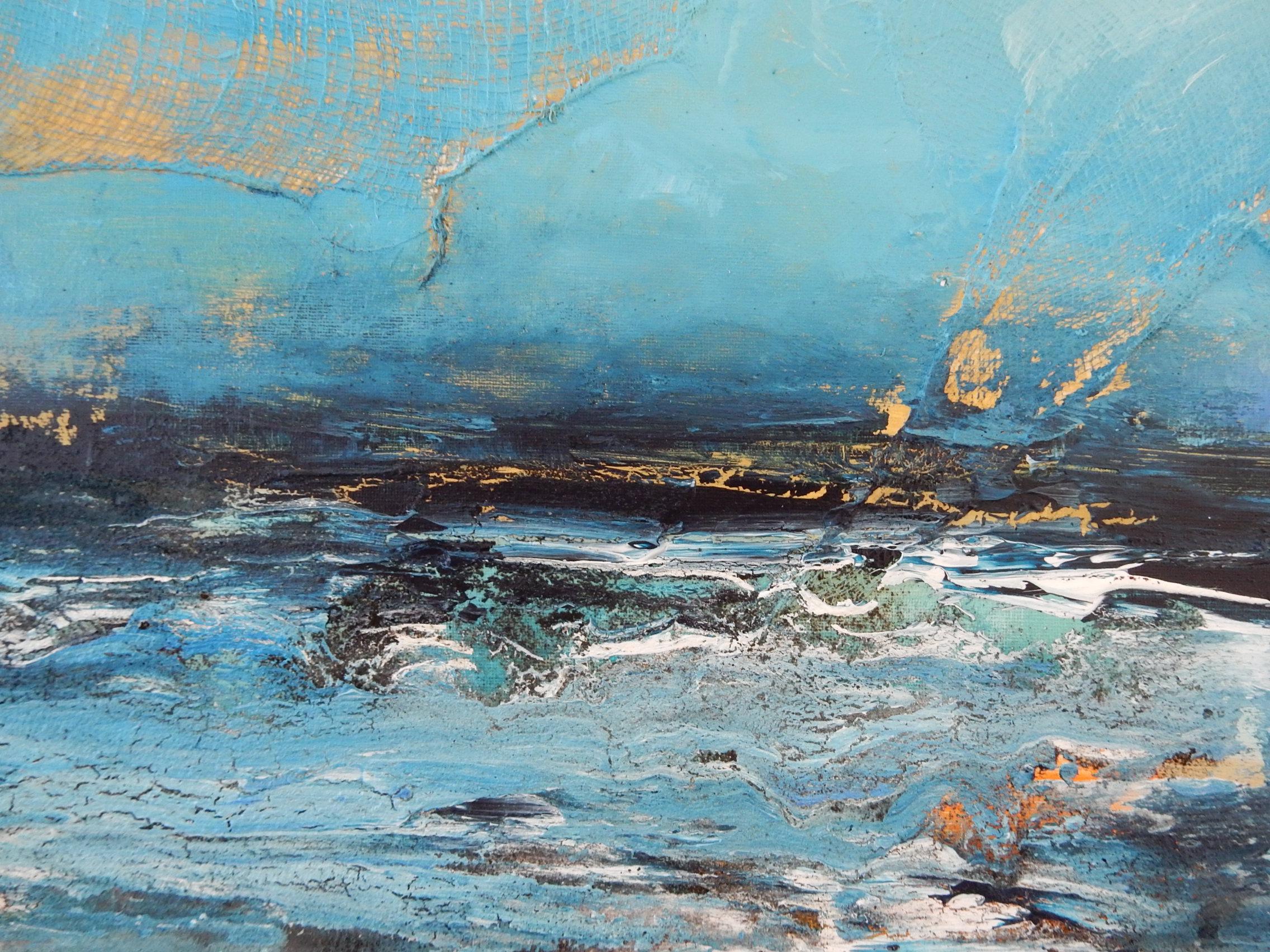 <p>Artist Comments<br />I draw inspiration from the ocean, where all elements of nature interact with each other. I used a range of mediums in this mixed media piece to build up energetic surfaces that are rich with texture and emotion. I love the