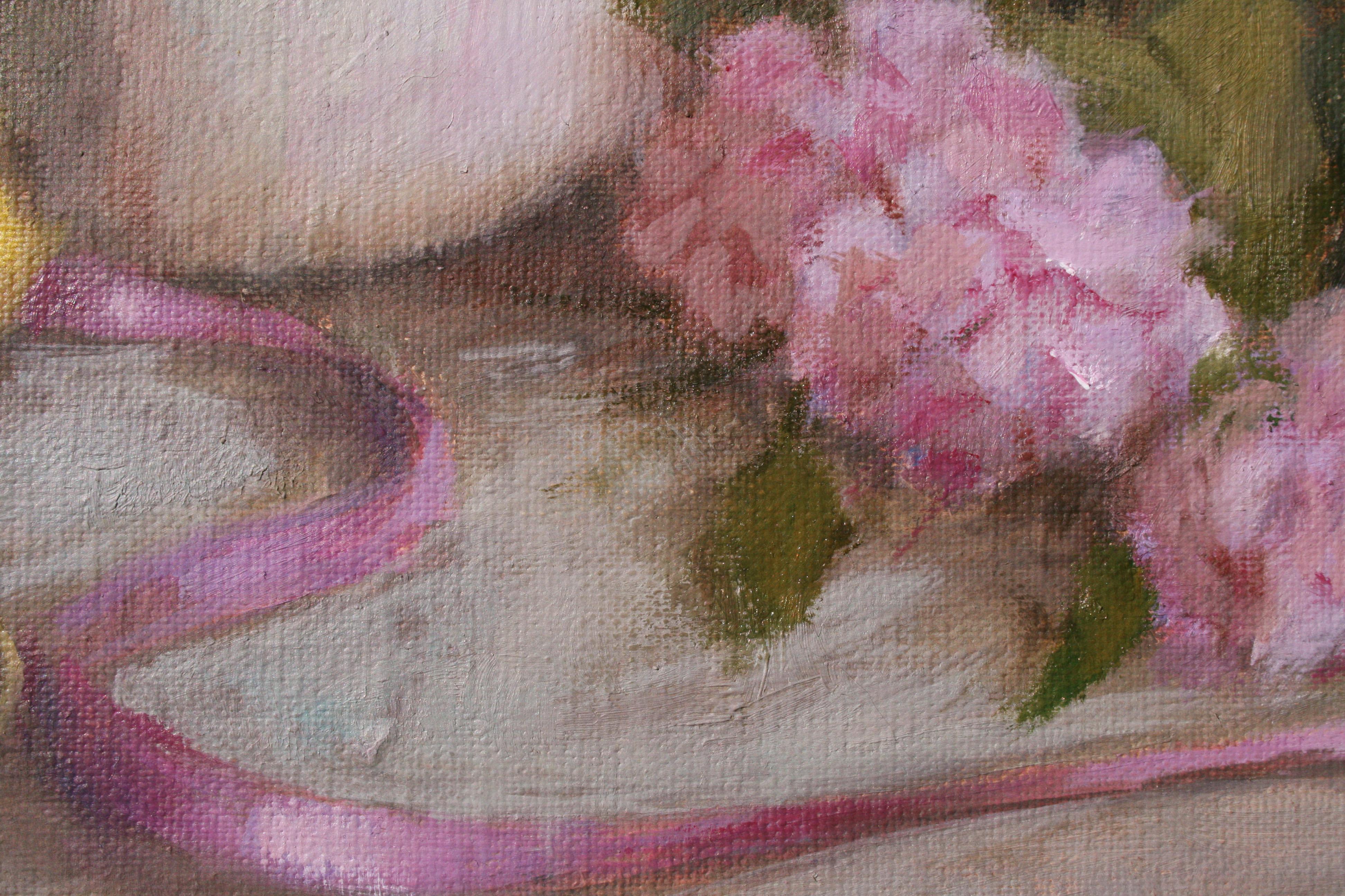 Tea and Posies, Oil Painting For Sale 1