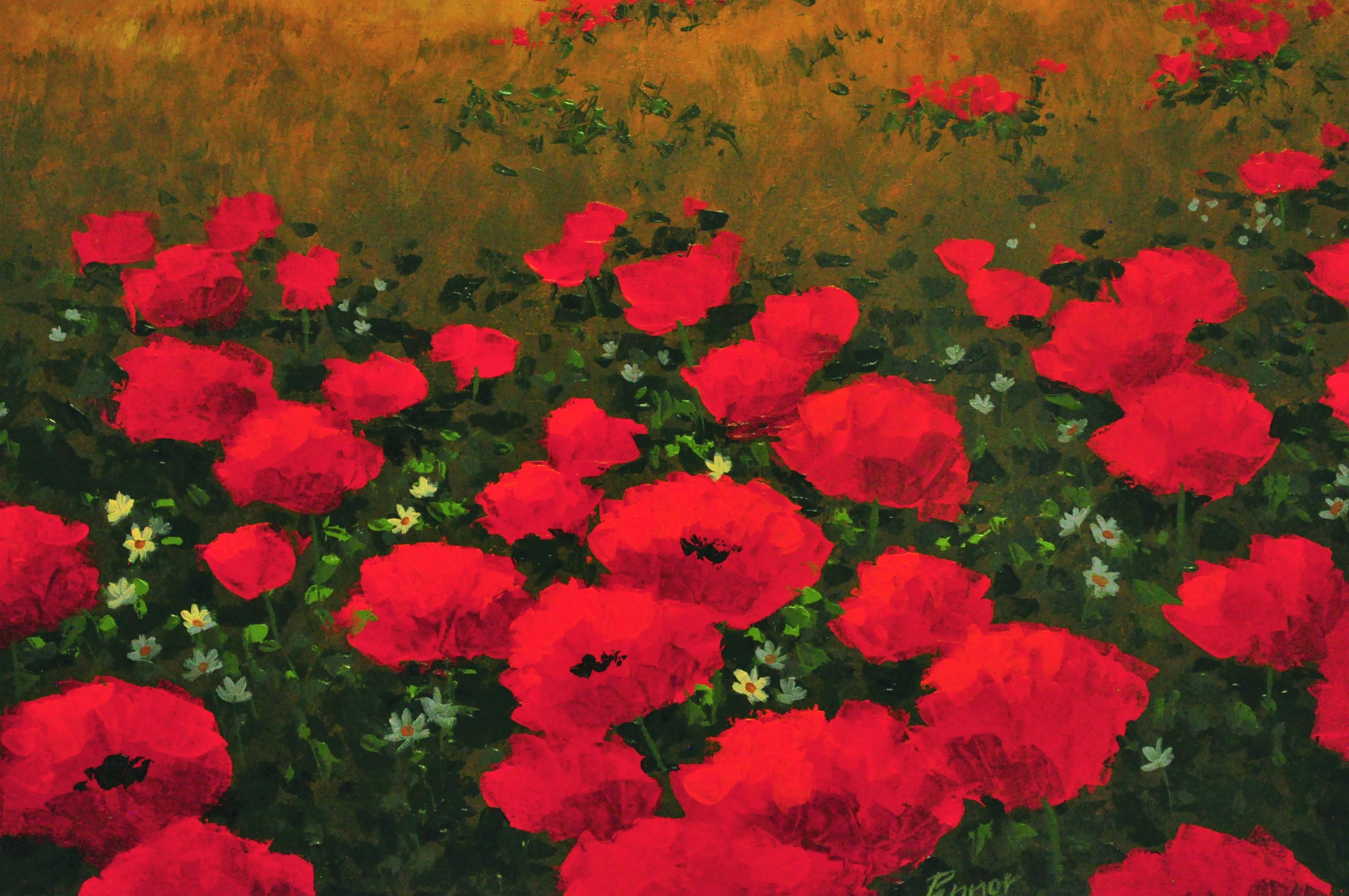 how to paint red poppies