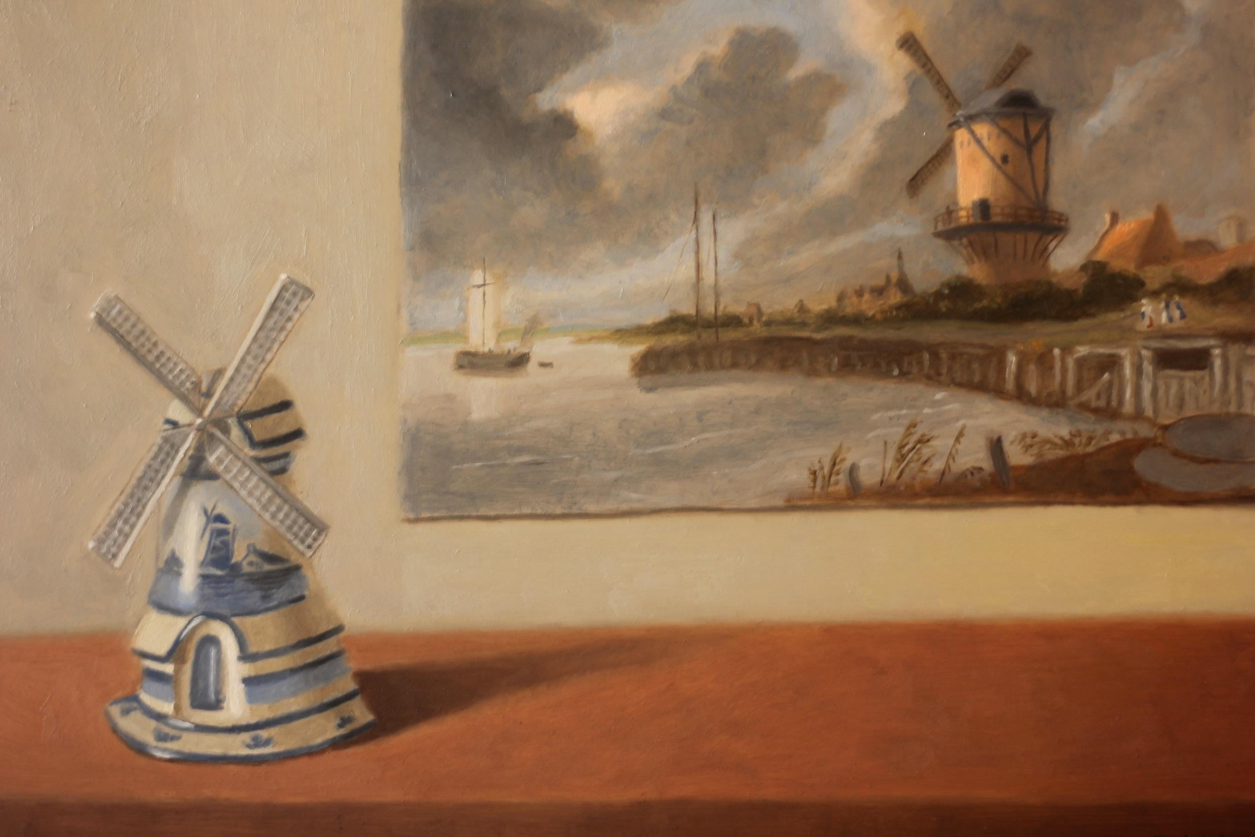 Windmühlen, Ölgemälde (Braun), Still-Life Painting, von Jose H. Alvarenga