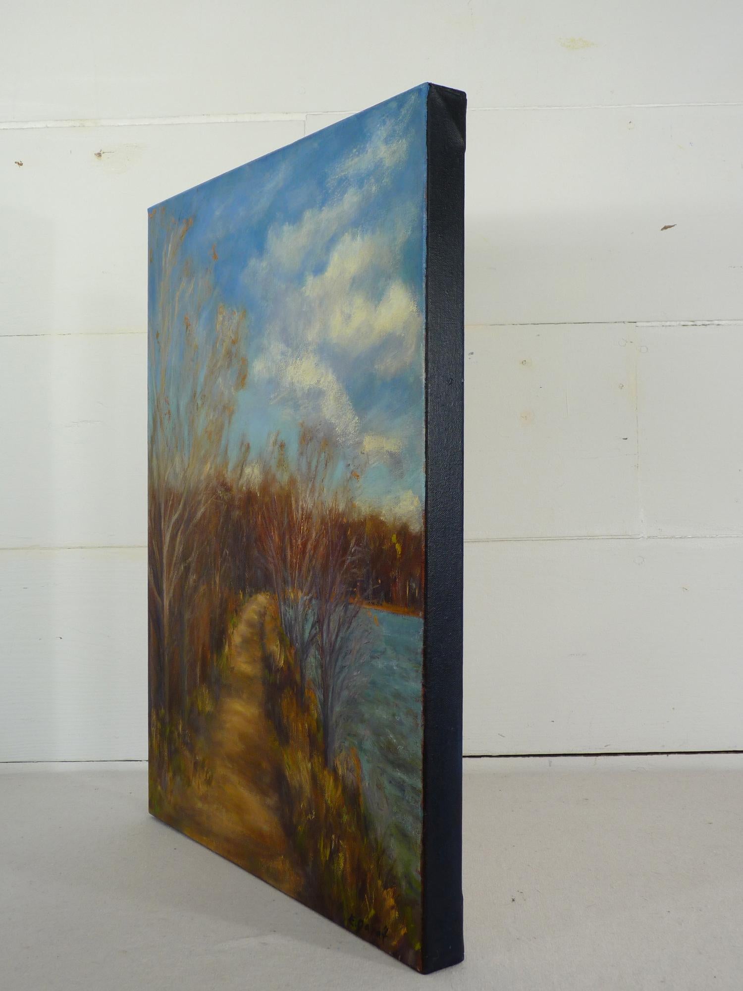Camino junto al lago, Pintura al óleo - Art Impresionista abstracto de Elizabeth Garat