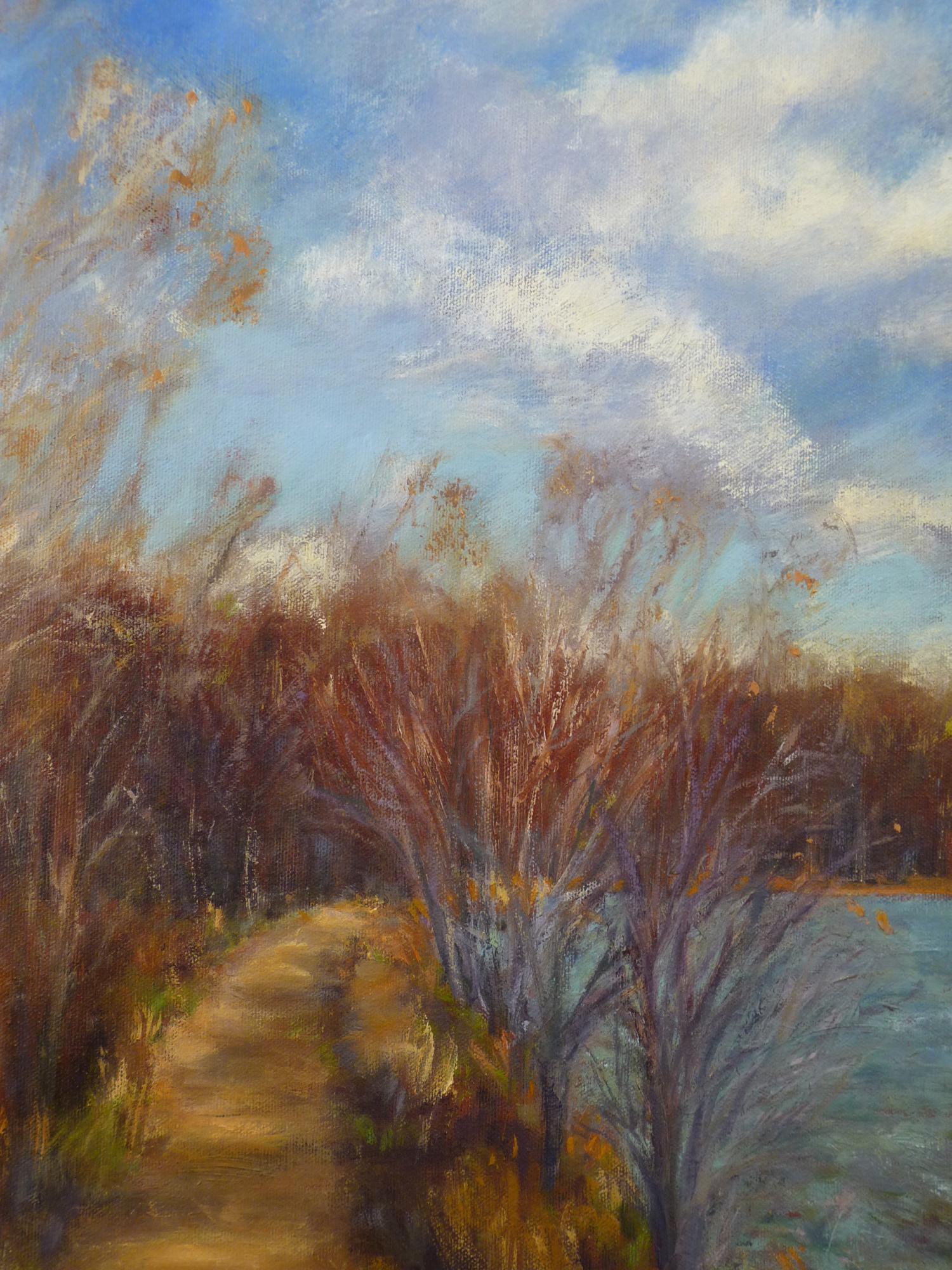 Path Beside the Lake, Oil Painting For Sale 1