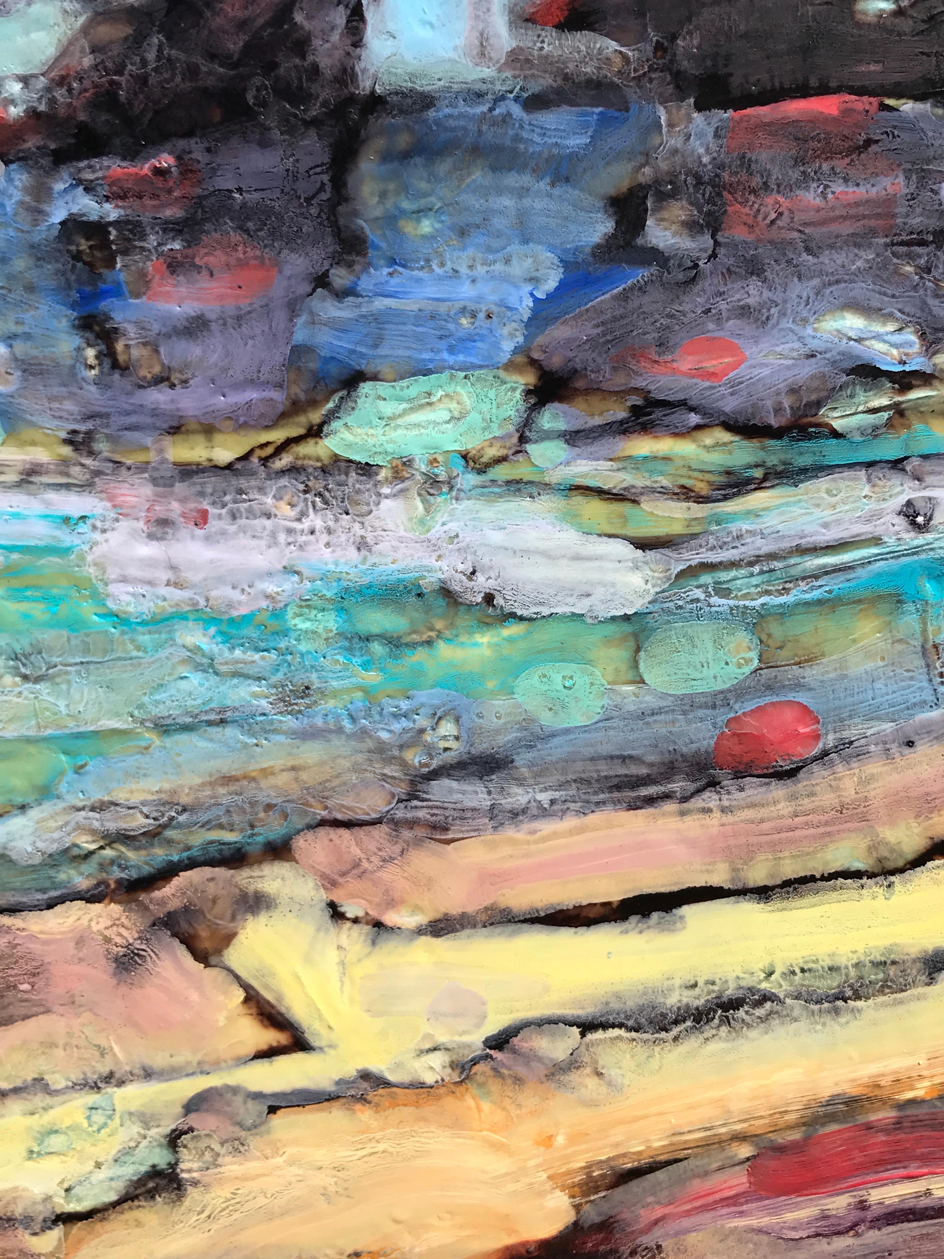 <p>Artist Comments<br />The reflections on the water in the late afternoon inspired this encaustic painting. The intent is for the fractal like detail in the beeswax to convey to the viewer a realistic interpretation.</p><p>About the Artist<br