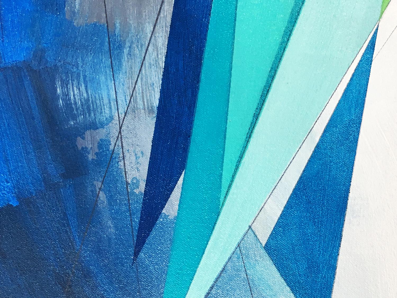 <p>Artist Comments<br /> Influenced by modern architecture, Abstract Landscape 68 depicts a series of geometric forms placed in a deep blue and gray environment flowing with a sense of motion.   This piece is on a gallery wrapped canvas with