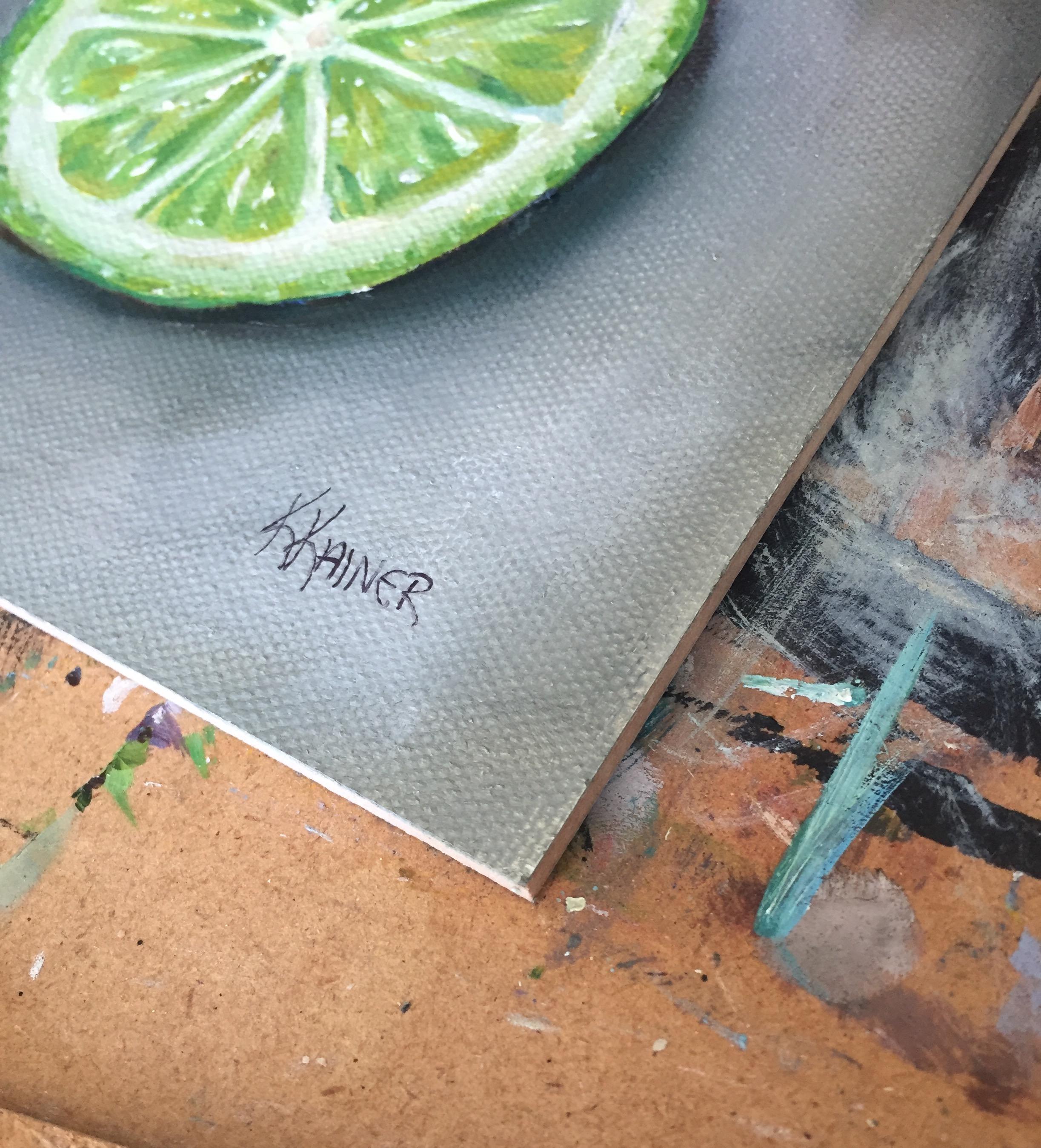 Lime Slice - Painting by Kristine Kainer