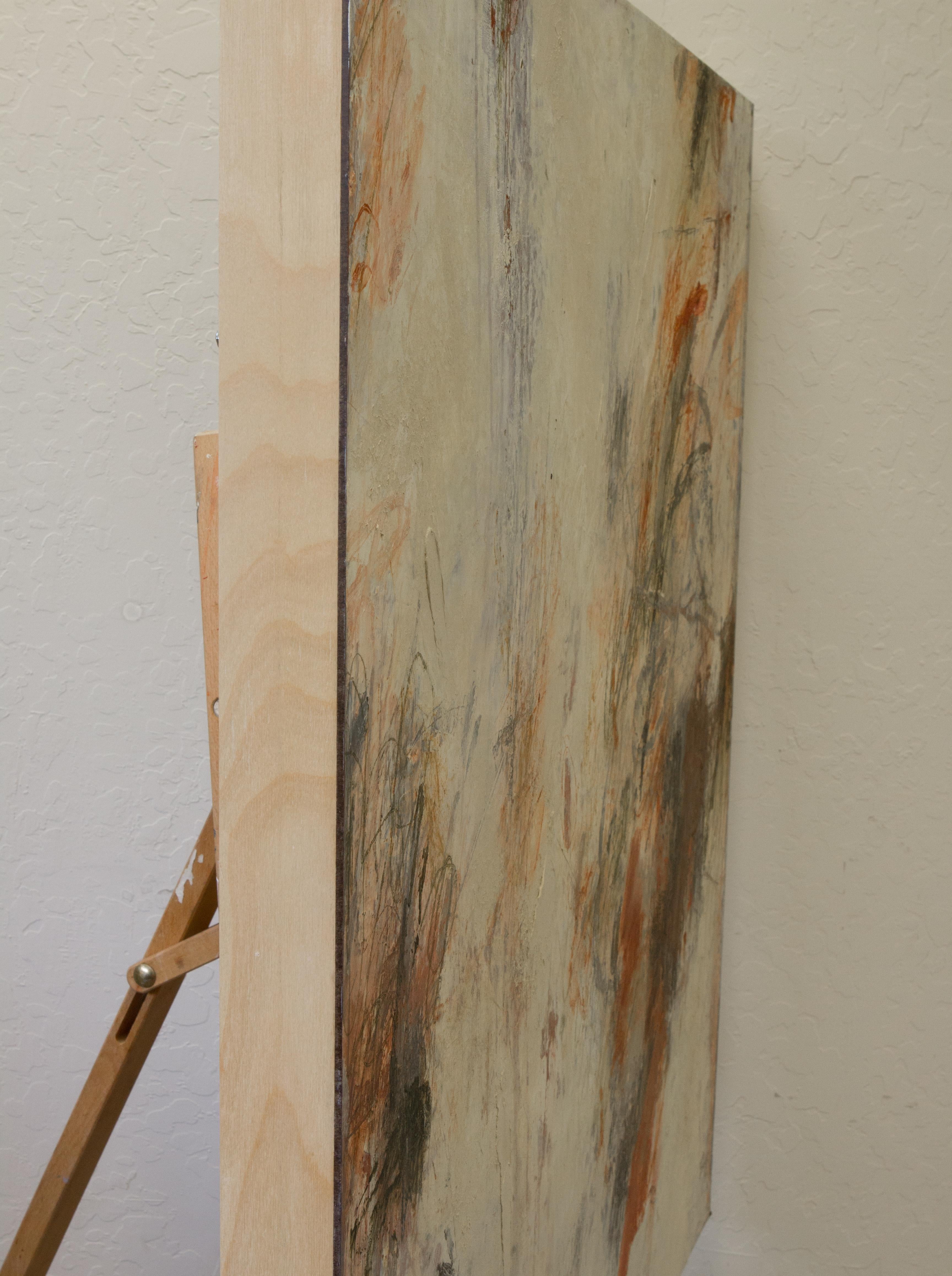 Adrift - Beige Abstract Painting by Susan Cretarolo