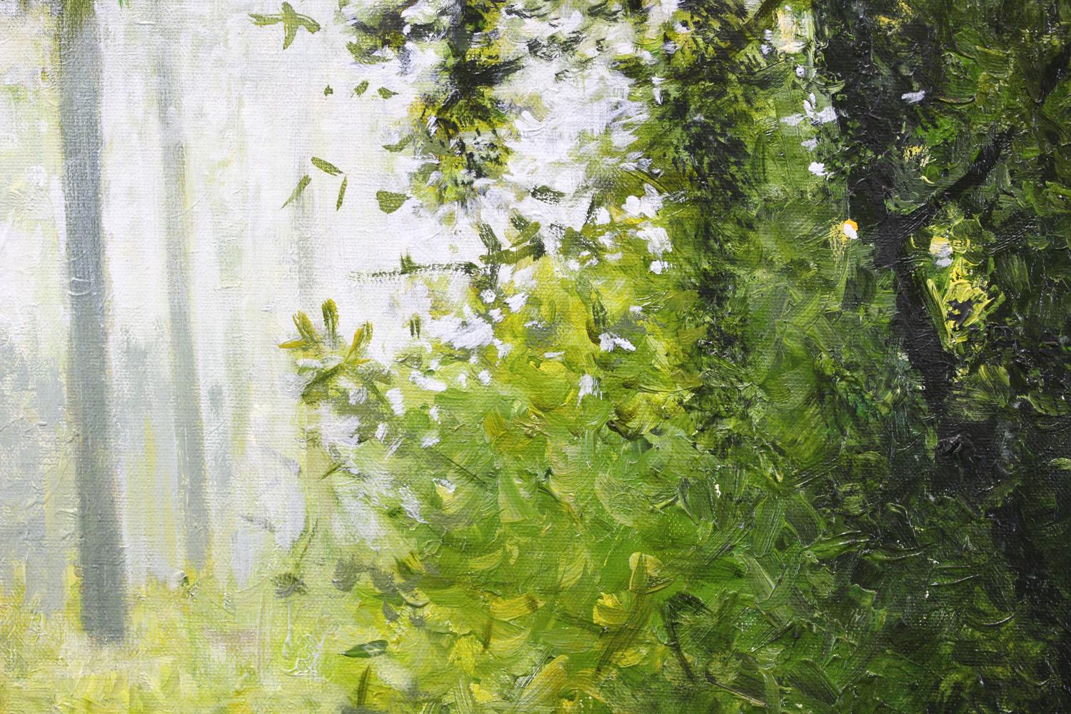 <p>Artist Comments<br />Deep black greens modulate into a filtered morning sun. Relish the rich tradition of glossy oils capturing the textural edges of every brushstroke. This piece is on gallery wrapped canvas and the painting continues around the