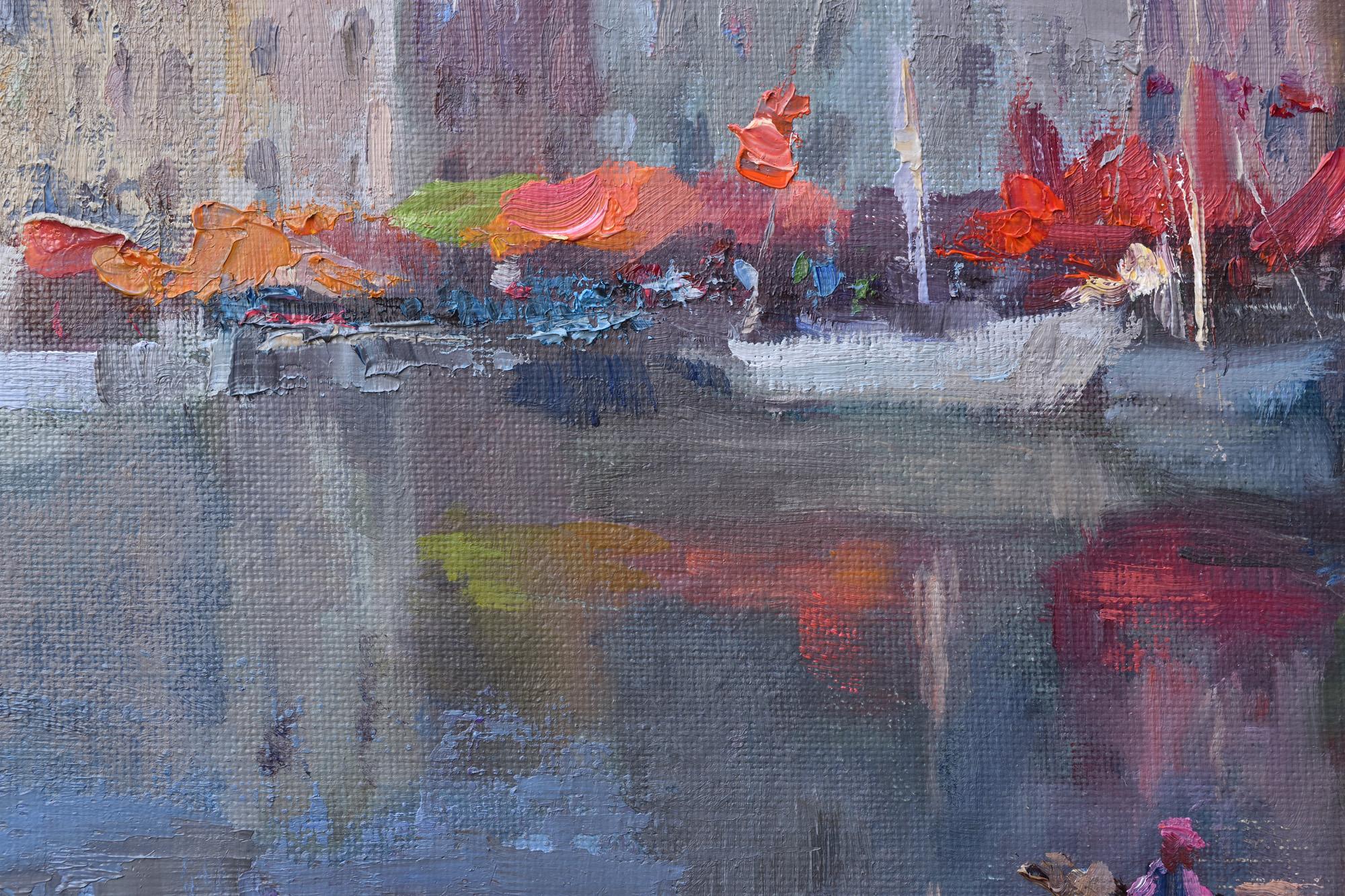 In einem Boot (Grau), Interior Painting, von Oksana Johnson