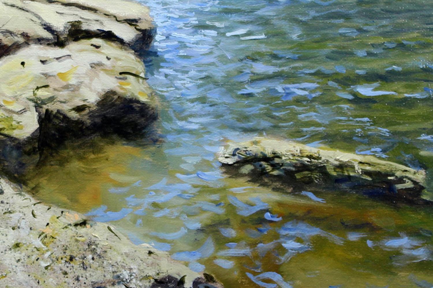 Hooker Falls (Grau), Landscape Painting, von Kent Sullivan