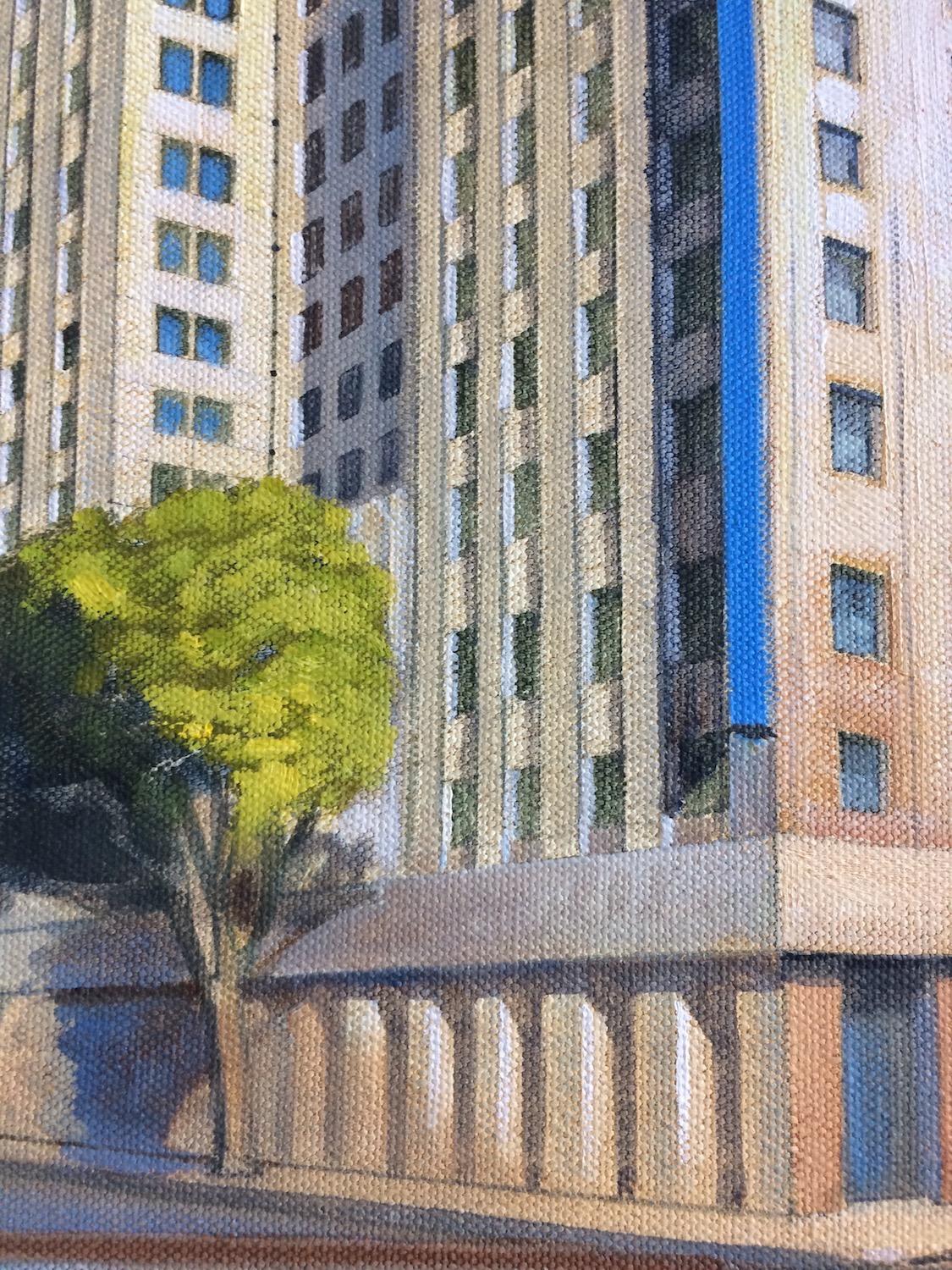 <p>Artist Comments<br />This painting exhibits a fish-eyed perspective of downtown Los Angeles.  The panoramic view encompasses the eclectic mix of architectural styles and eras that define the city as a work in progress in their hard juxtaposition.