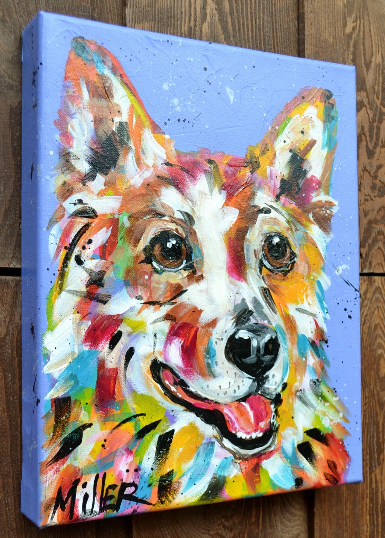 Corgi Smile - Painting by Tracy Miller