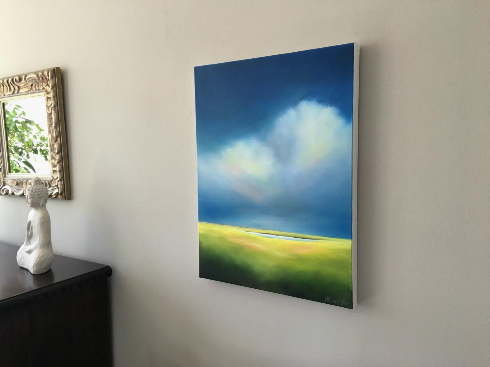 <p>Artist Comments<br>Above the marsh a wondrous cloud in hazy light appears on the horizon. I use a simple palette of blue and green to convey this coastal landscape.</p><p>About the Artist<br>Reflected in Nancy Hughes Miller’s paintings are the