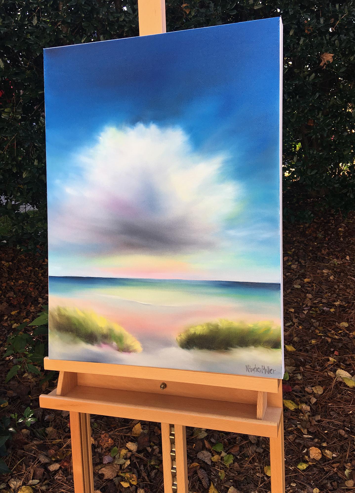 Cloud Over Beach - Contemporary Painting by Nancy Hughes Miller