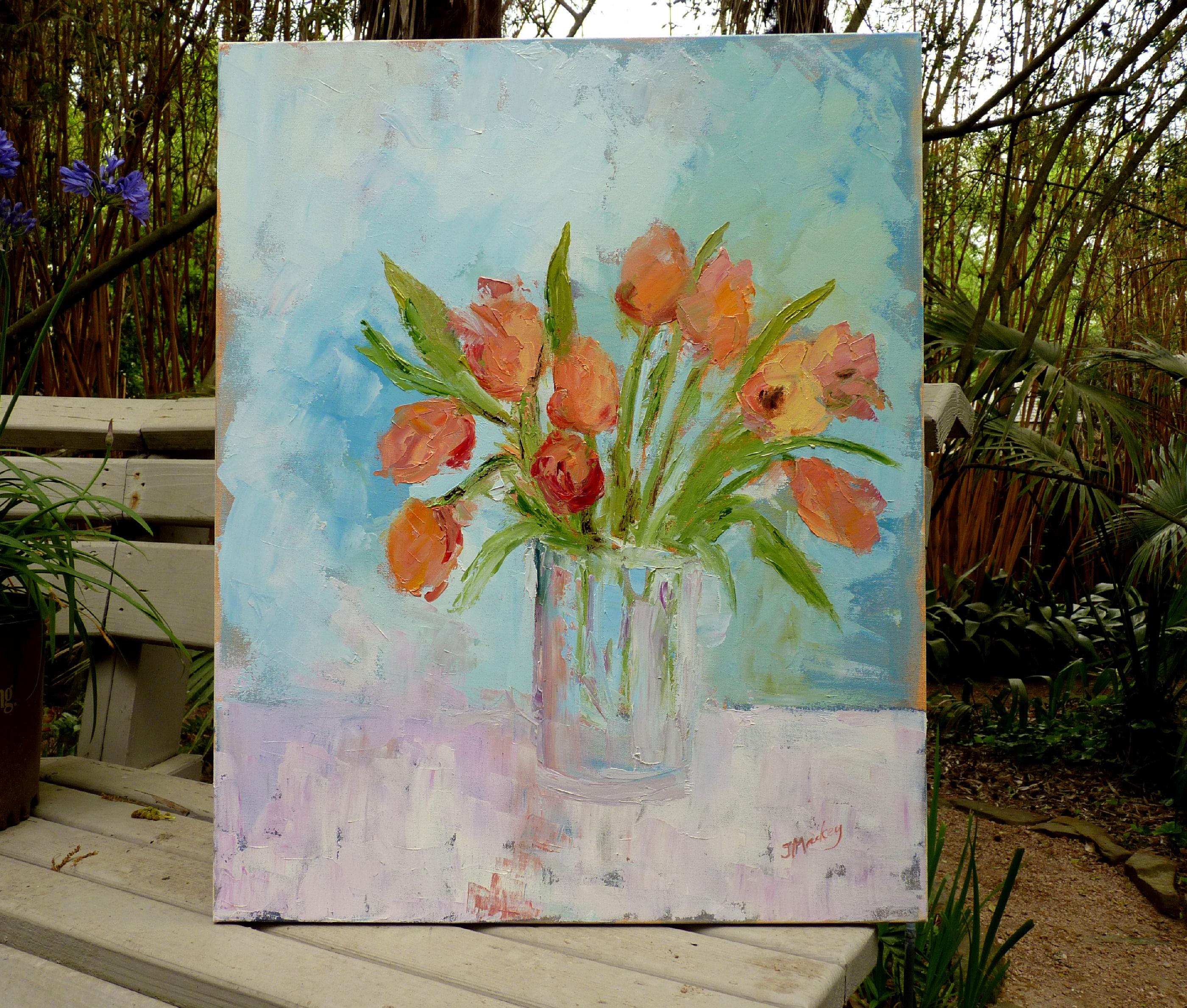 Mamma Mia Tulipani, Pittura a olio - Painting Impressionismo astratto di Judy Mackey