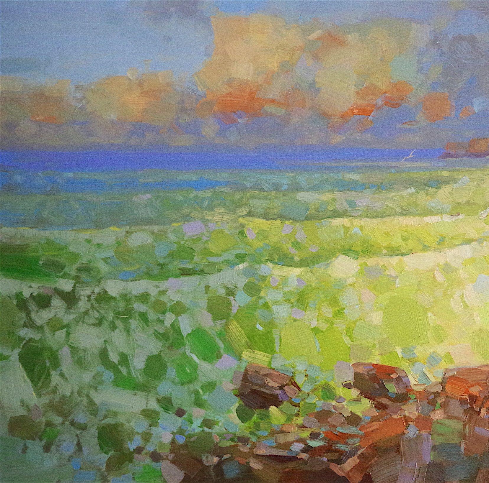Emerald Ocean - Brown Landscape Painting by Vahe Yeremyan