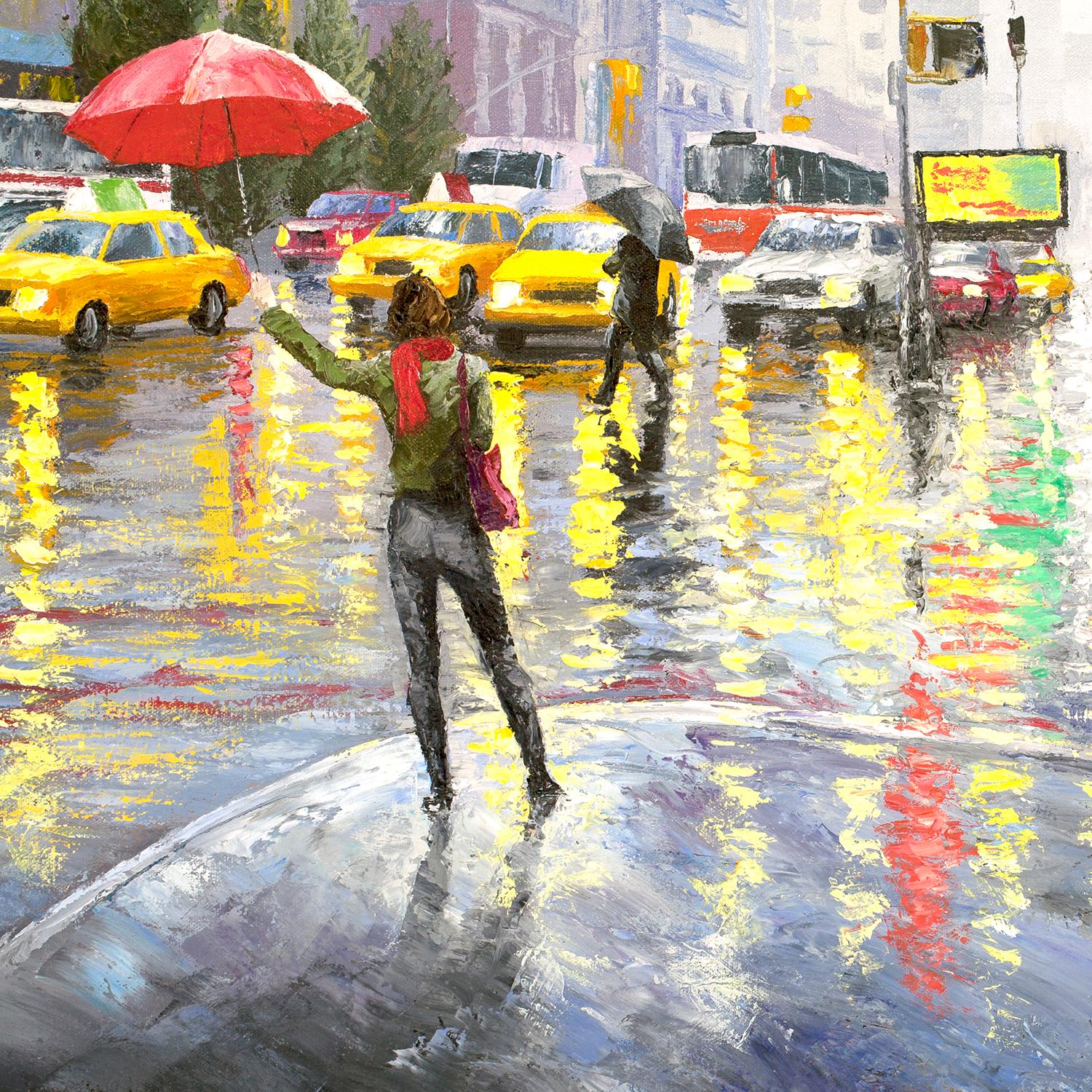 <p>Artist Comments<br> This piece is from my ;Cityscape; series. I like to use rain as a theme in my paintings because it is romantic and creates cozy feelings.  This painting is on a gallery wrapped canvas with finished edges. It comes ready to