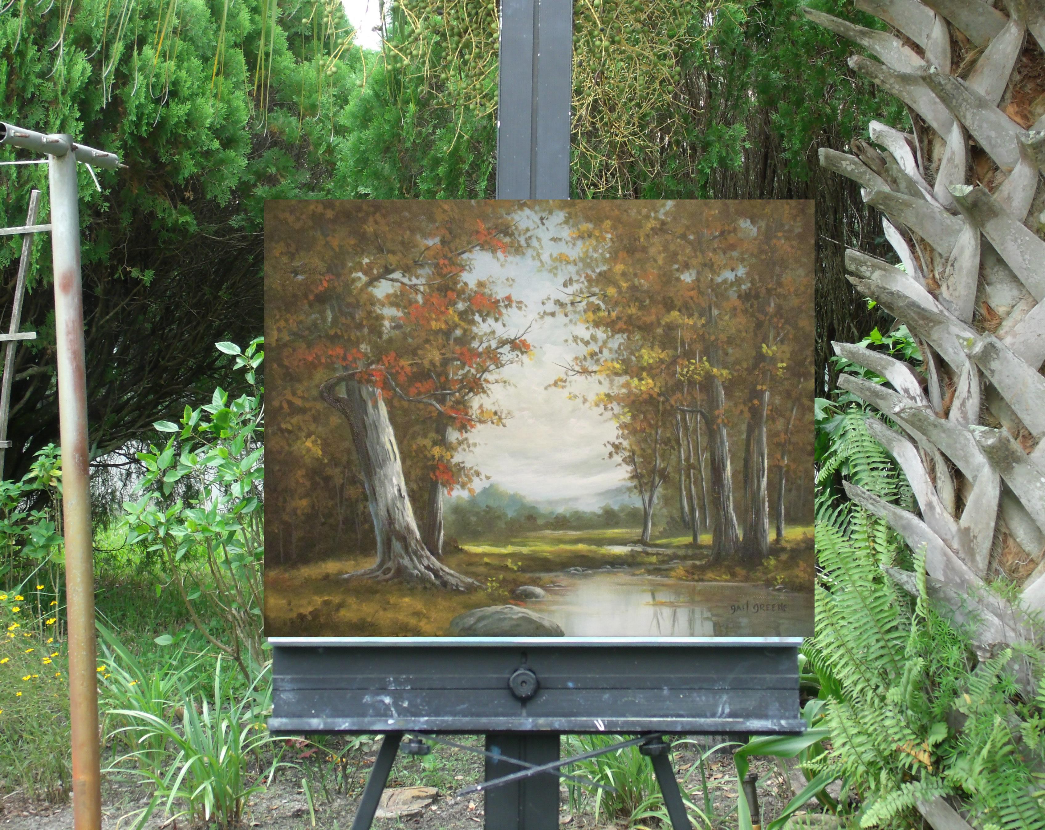 <p>Artist Comments<br />The trees are dressed in their new fall suits as the sun shines brightly on the far meadow. Harmony and peace fills this natural forest setting. This painting is on a gallery wrapped canvas with finished white edges. It comes