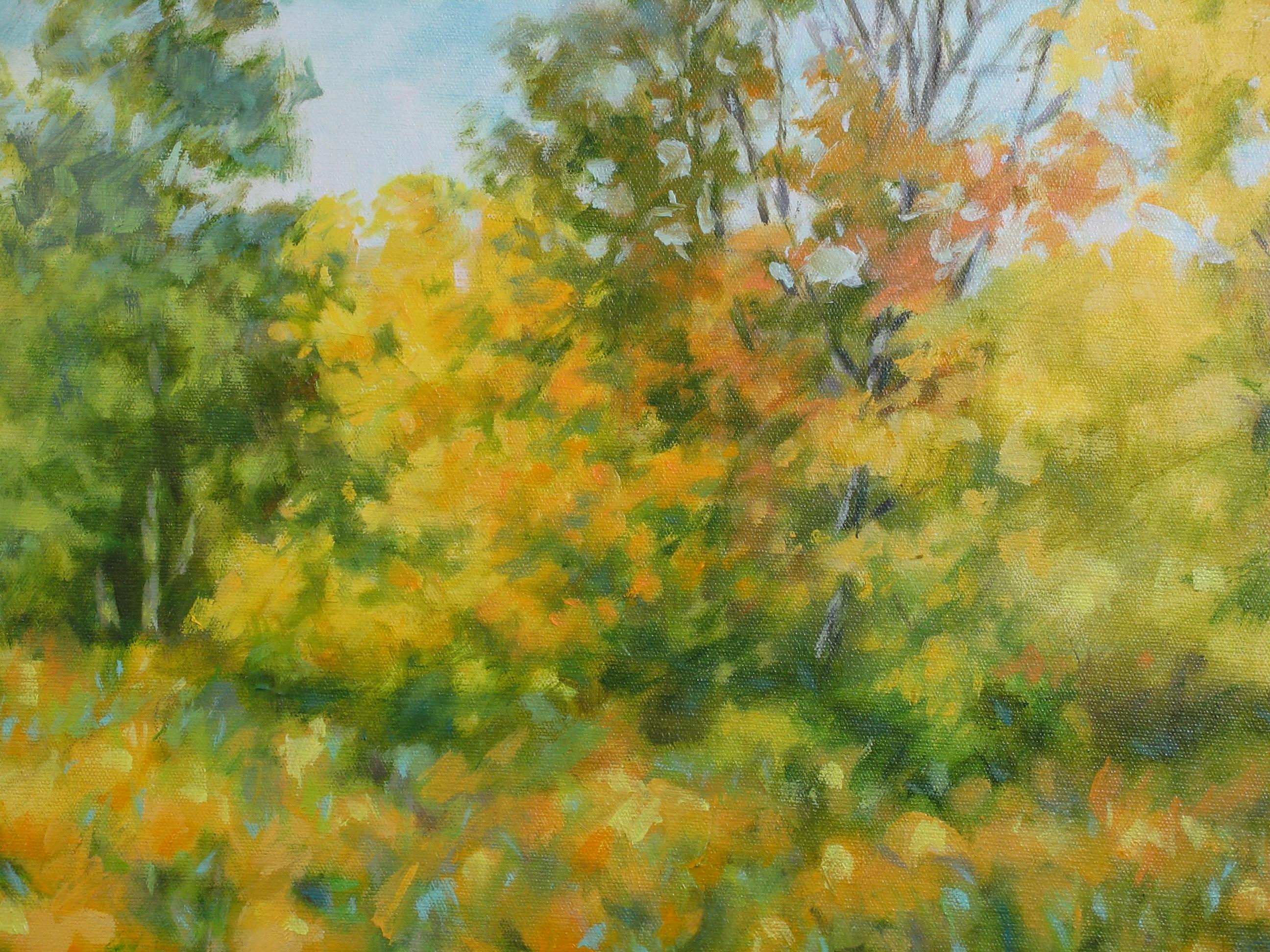 Goldenrod Morning - Abstract Impressionist Painting by Suzanne Massion