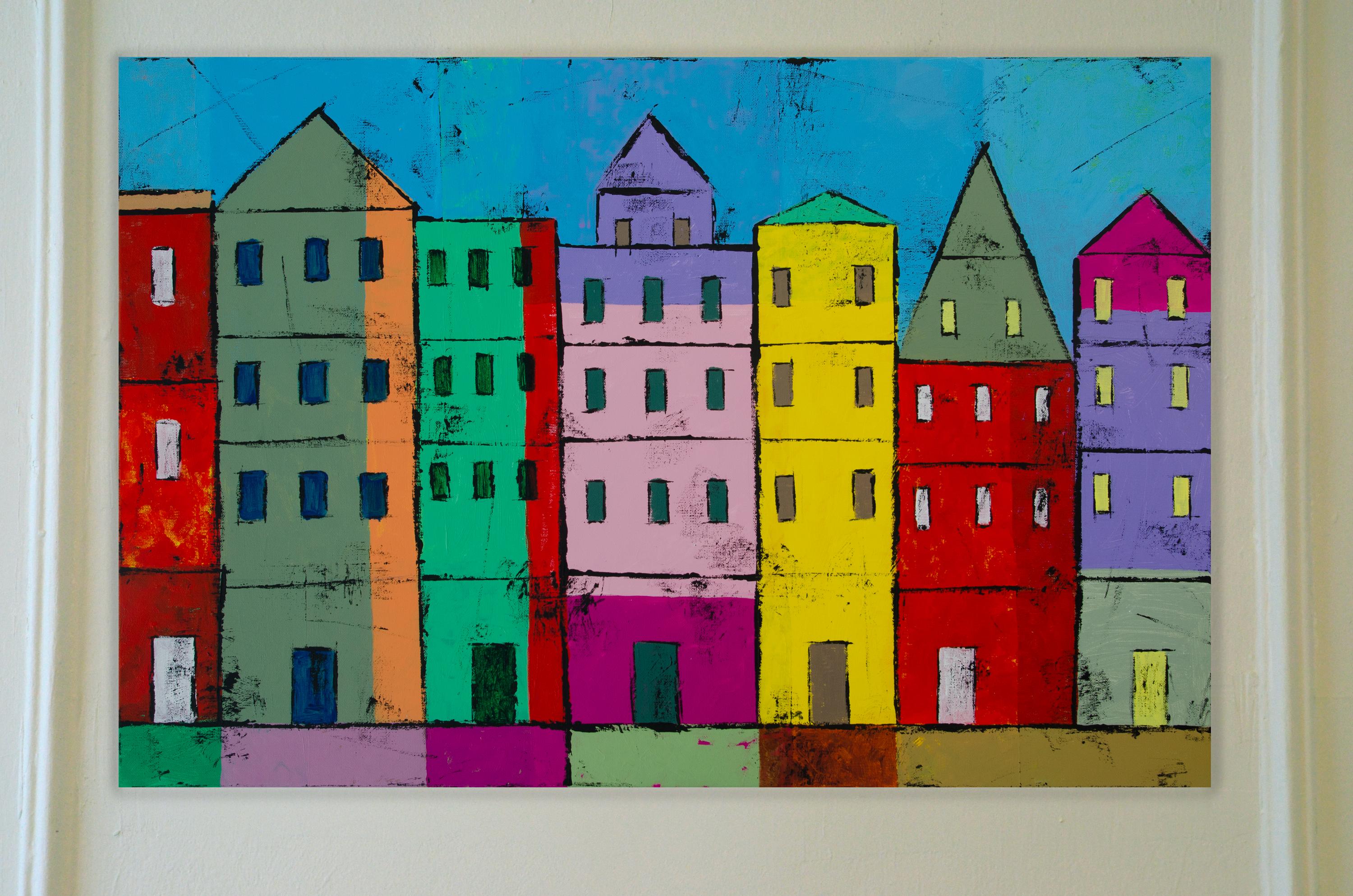 Colorful Houses    - Outsider Art Art by Tanya Grabkova